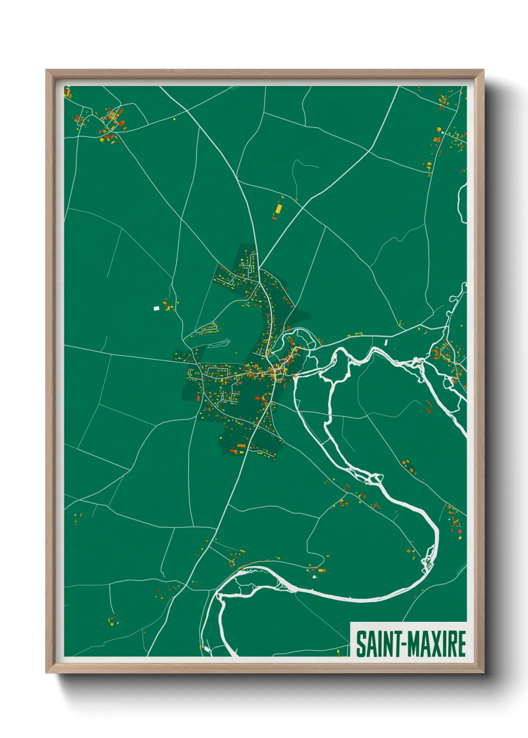 Une affiche de carte sur Saint-Maxire