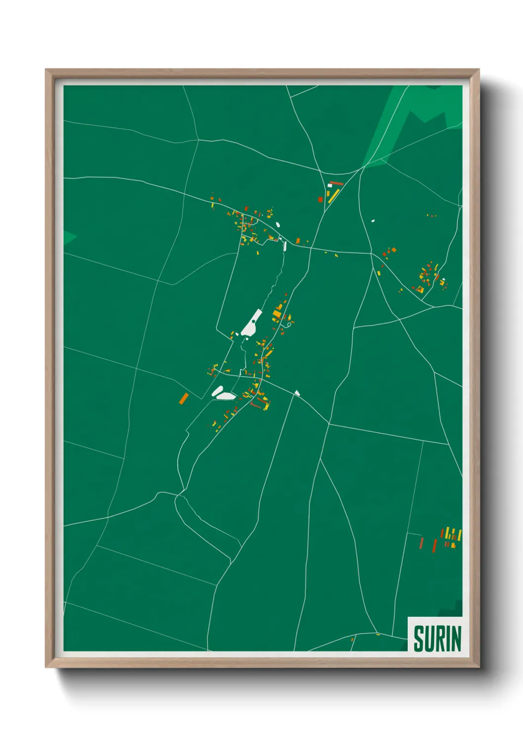 Une affiche de carte sur Surin