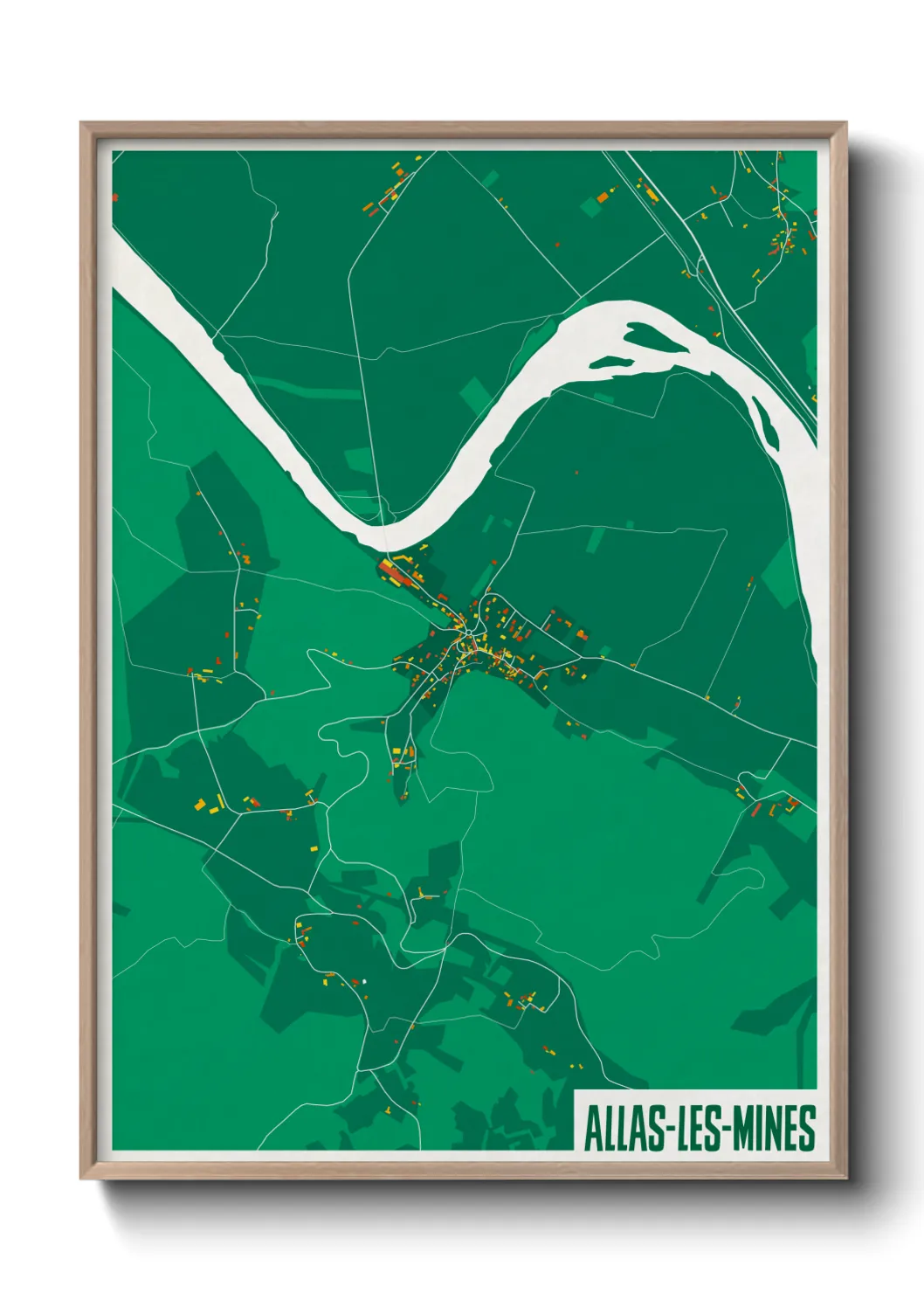 Une affiche de carte sur Allas-les-Mines