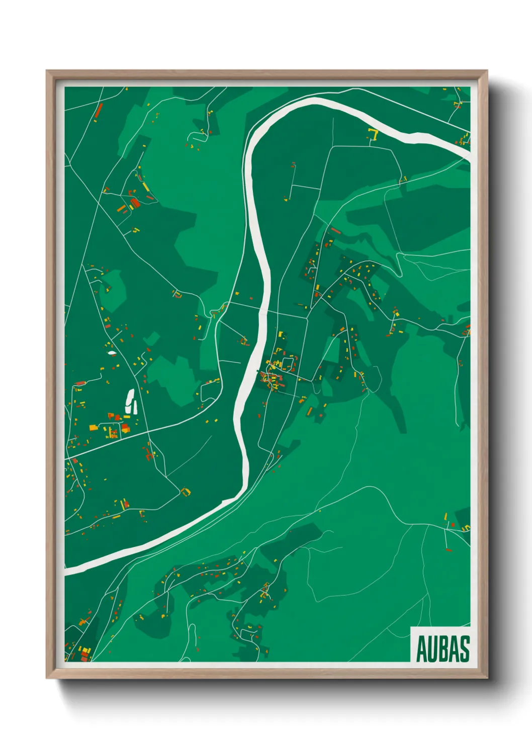 Une affiche de carte sur Aubas