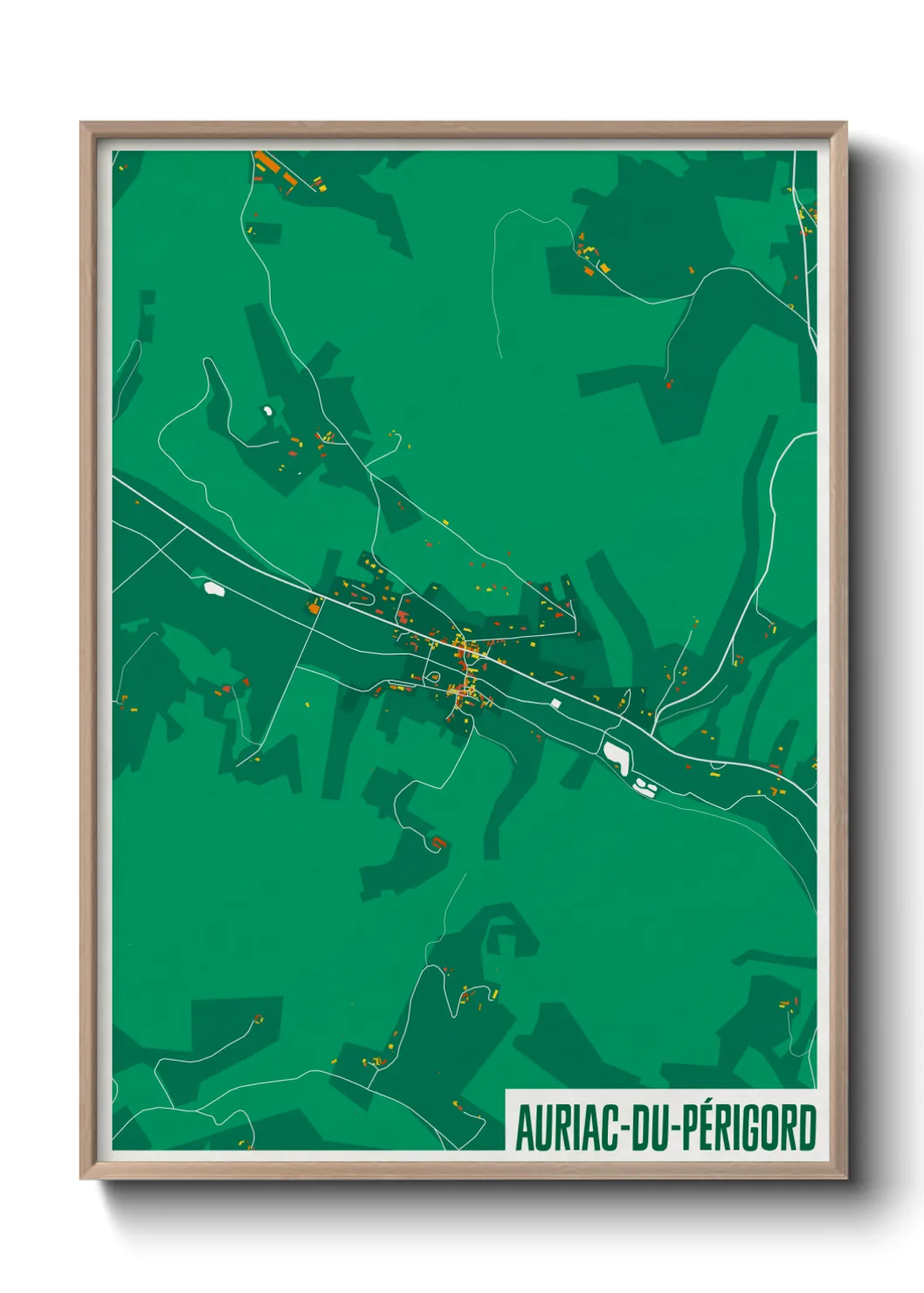Une affiche de carte sur Auriac-du-Périgord