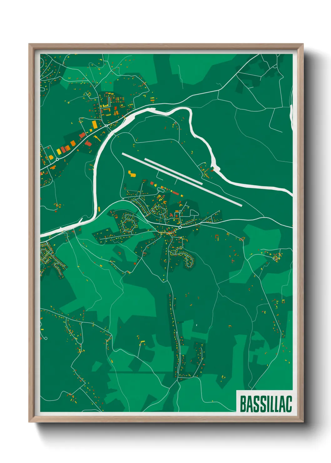 Une affiche de carte sur Bassillac