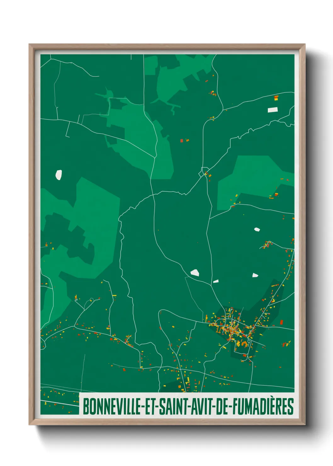 Une affiche de carte sur Bonneville-et-Saint-Avit-de-Fumadières