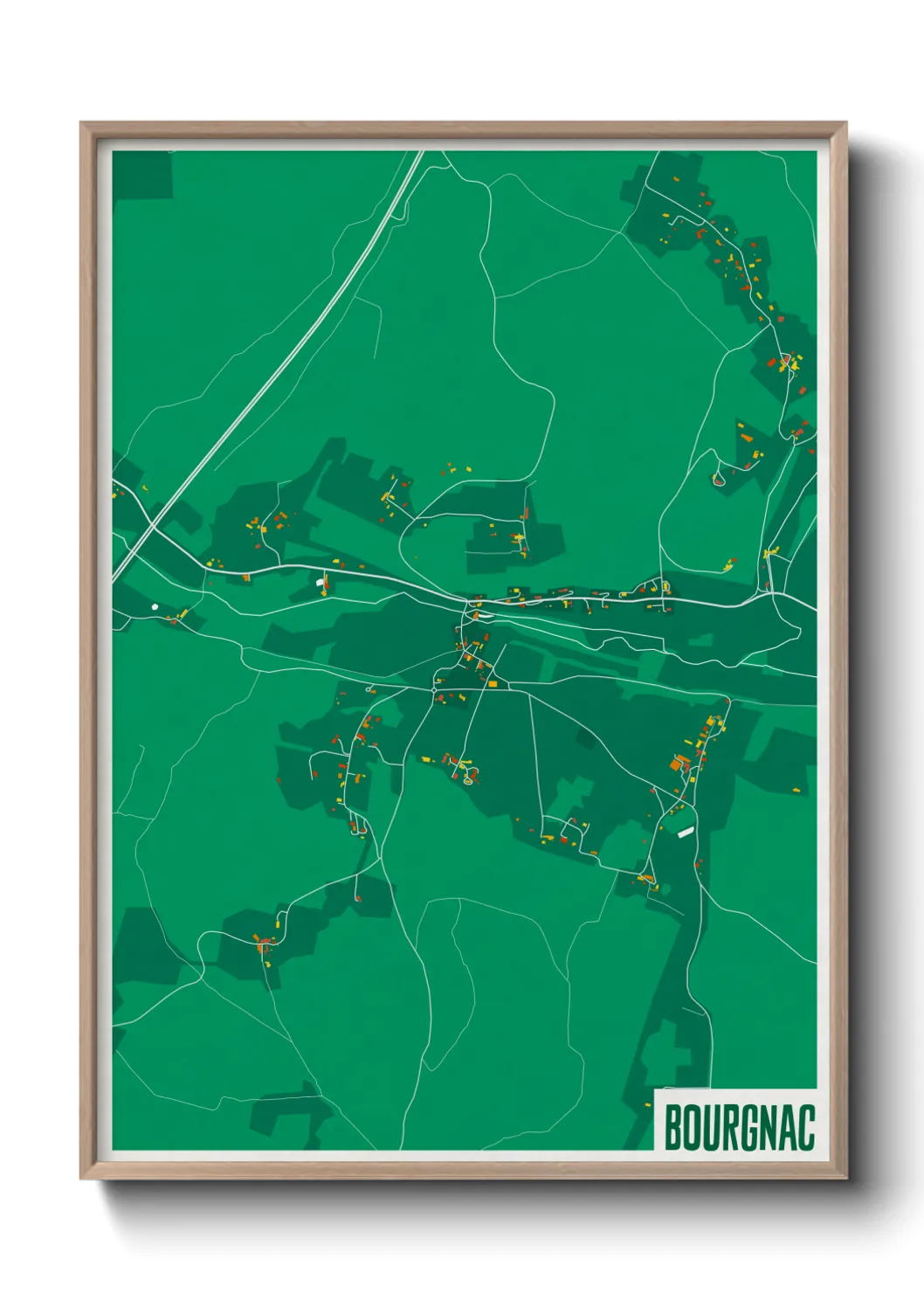 Une affiche de carte sur Bourgnac