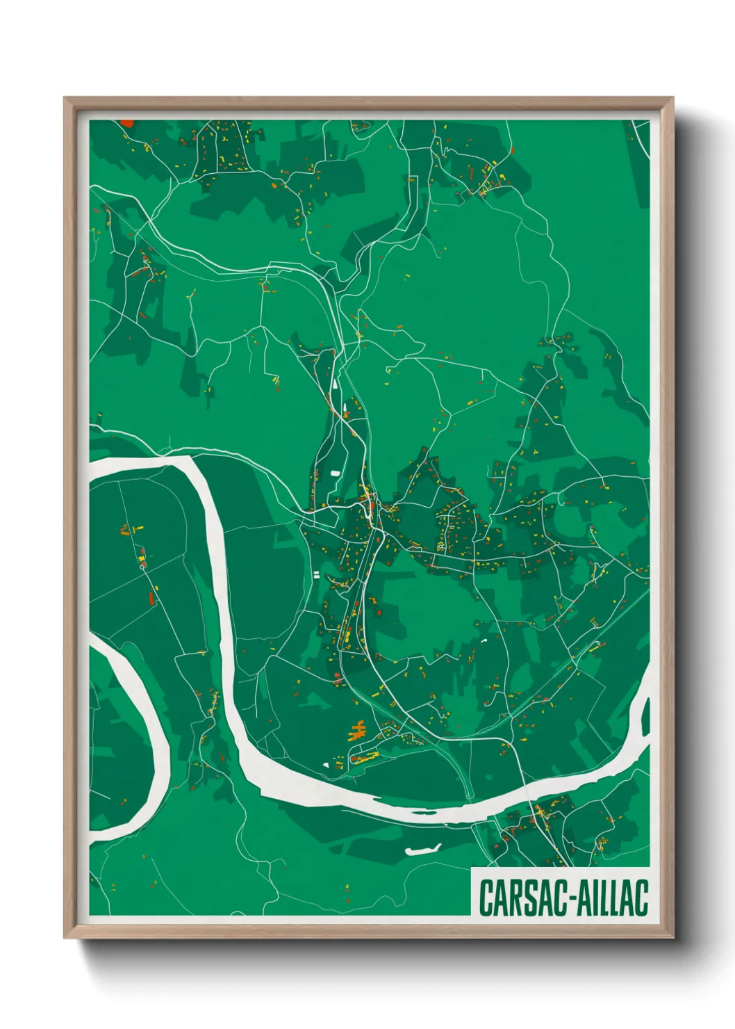 Une affiche de carte sur Carsac-Aillac