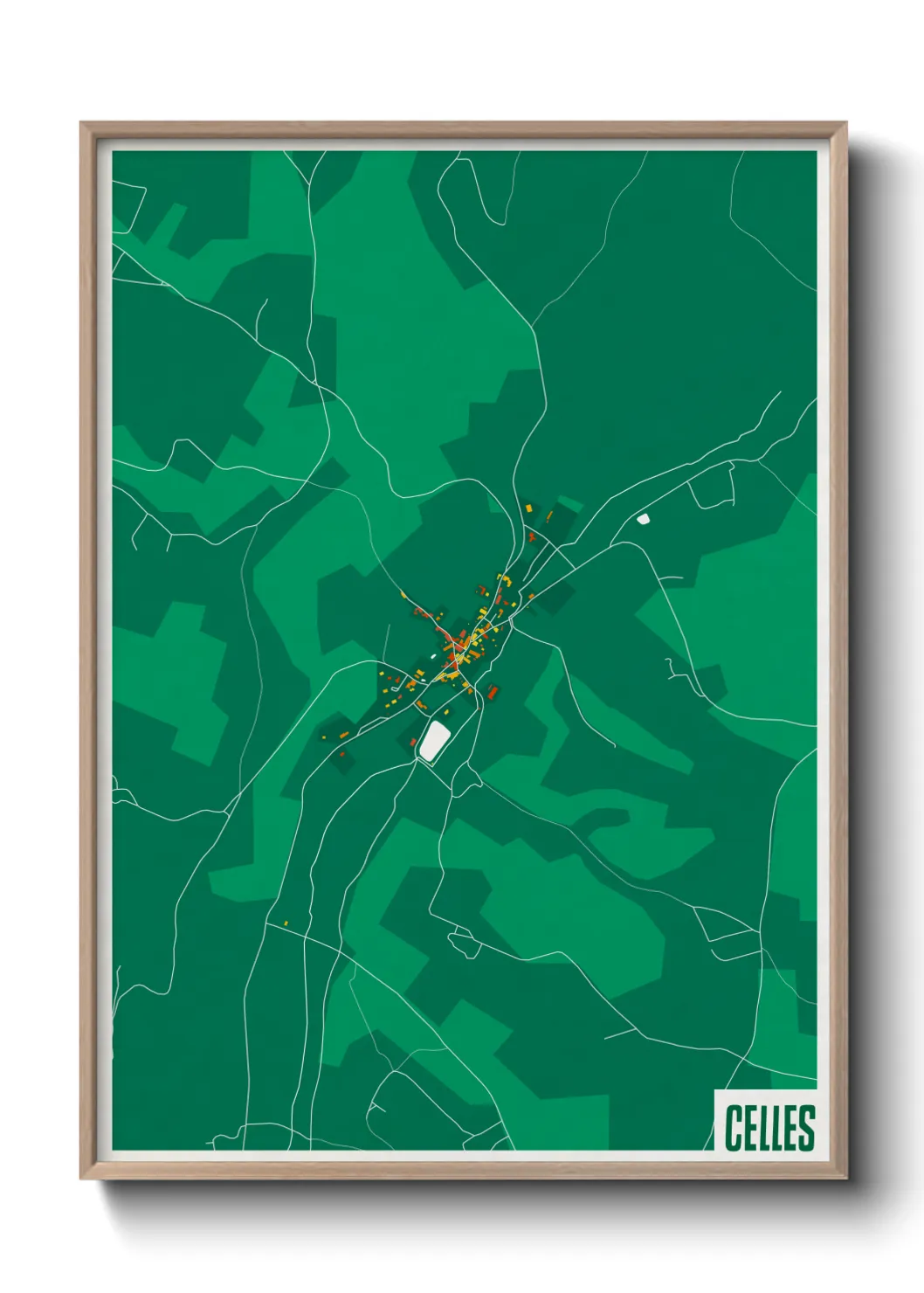 Une affiche de carte sur Celles