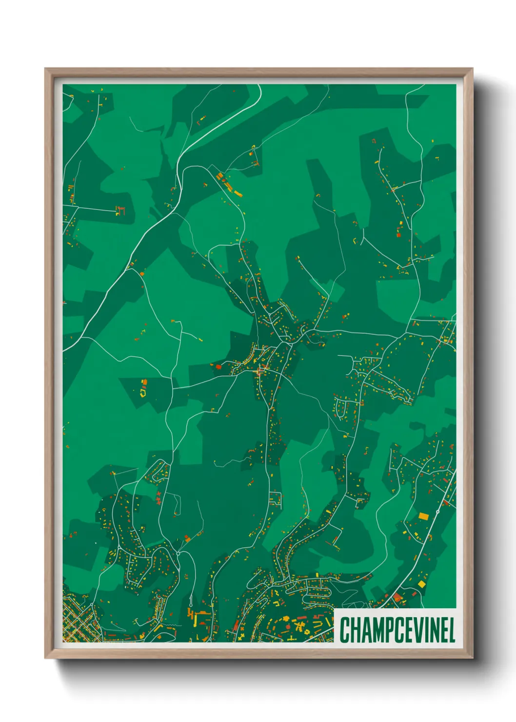 Une affiche de carte sur Champcevinel