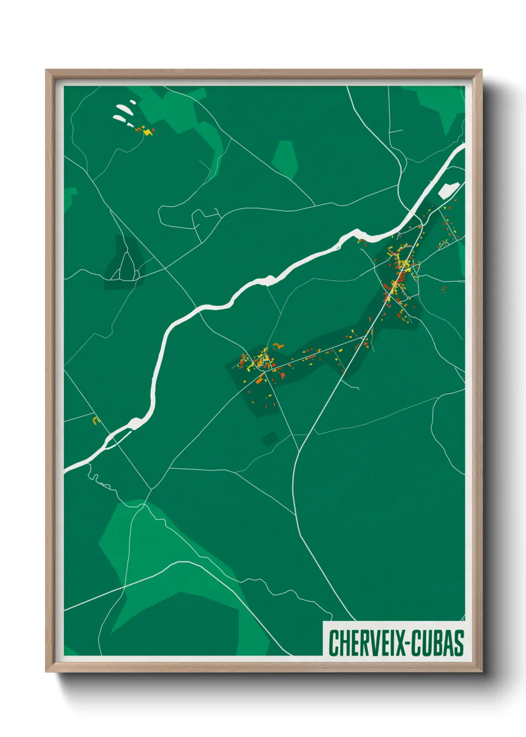 Une affiche de carte sur Cherveix-Cubas