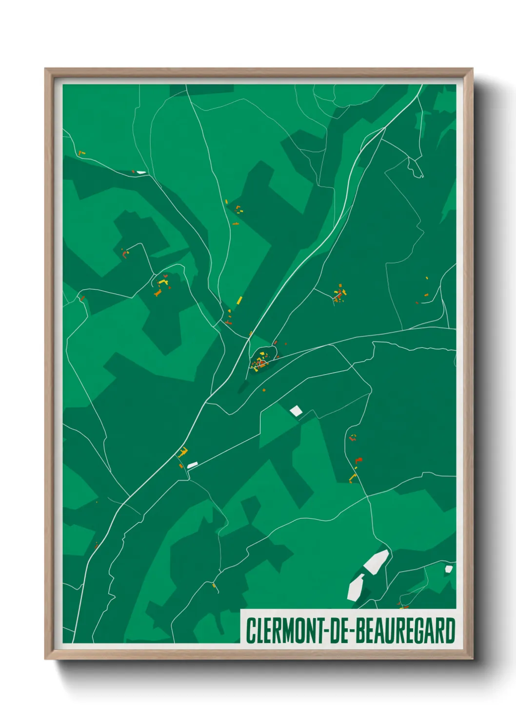 Une affiche de carte sur Clermont-de-Beauregard