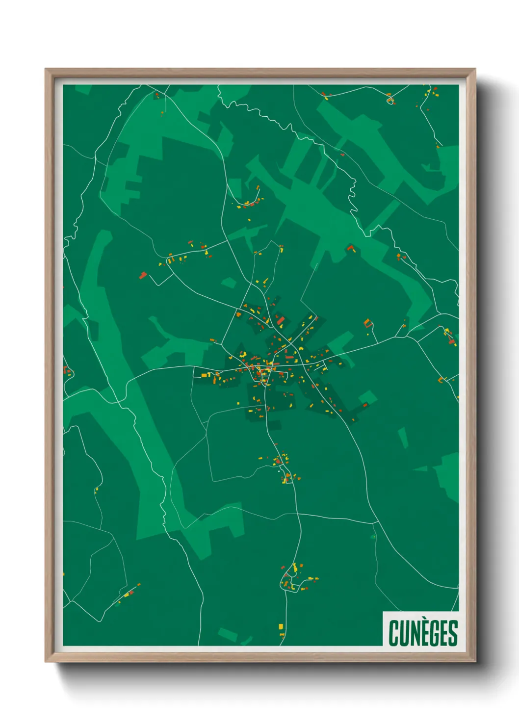 Une affiche de carte sur Cunèges