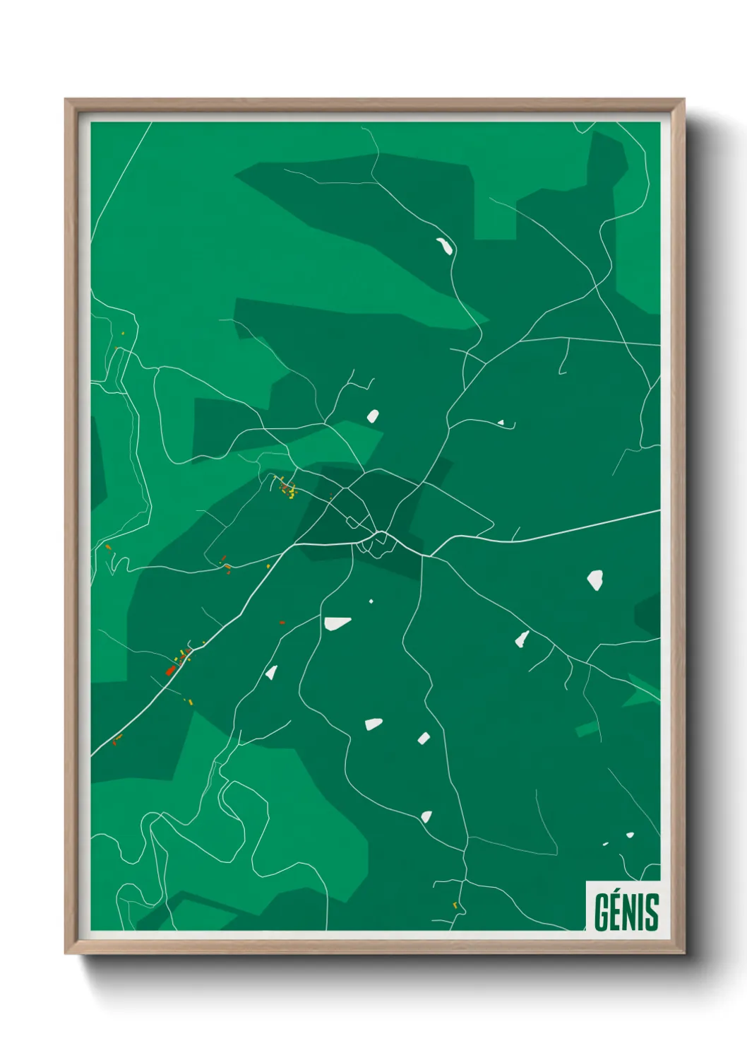 Une affiche de carte sur Génis