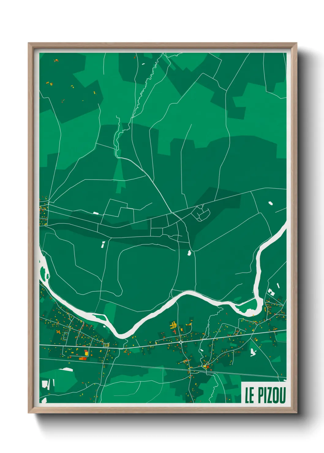 Une affiche de carte sur Le Pizou