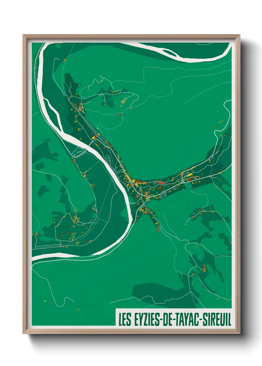 Une affiche de carte sur Les Eyzies-de-Tayac-Sireuil