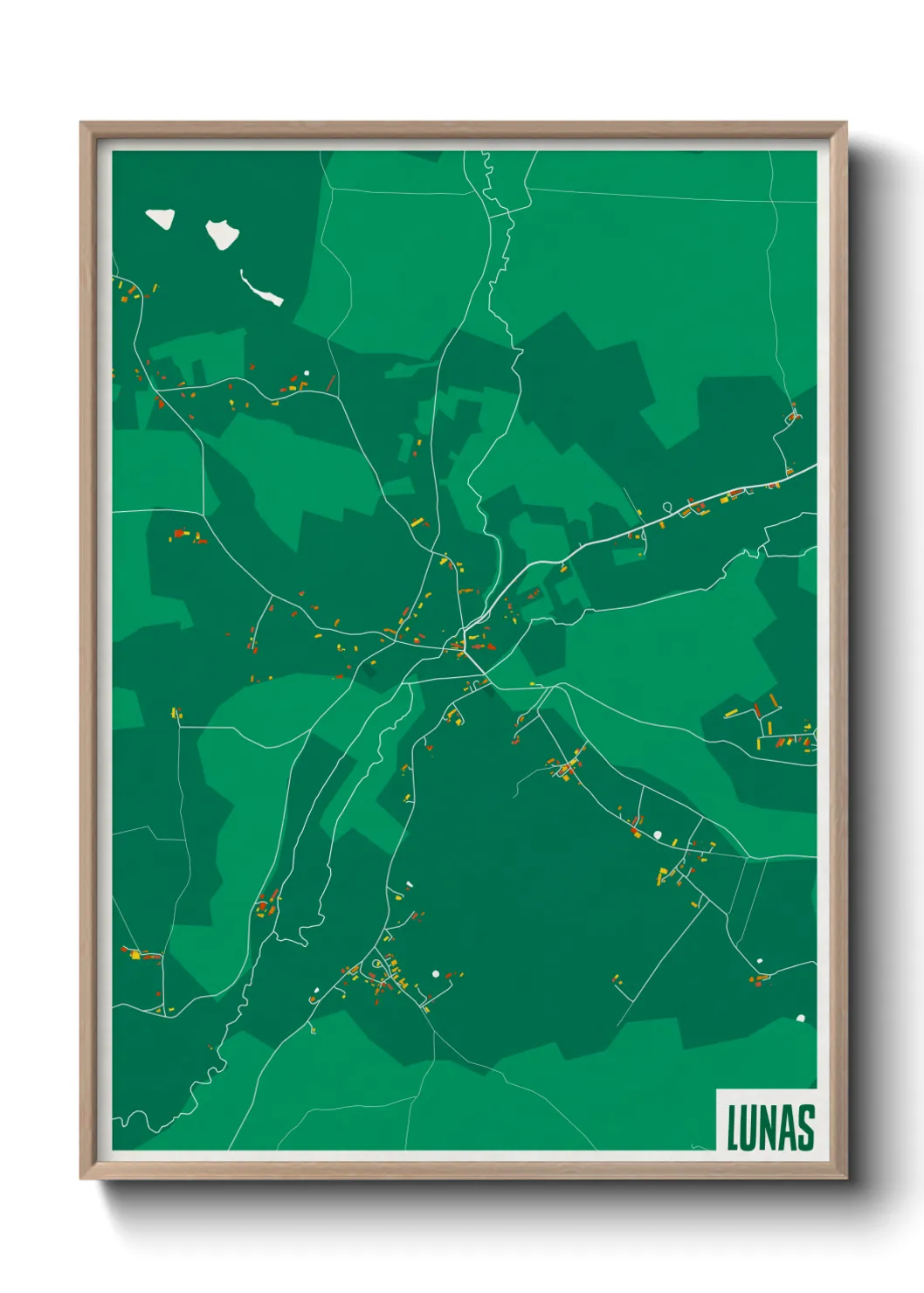 Une affiche de carte sur Lunas