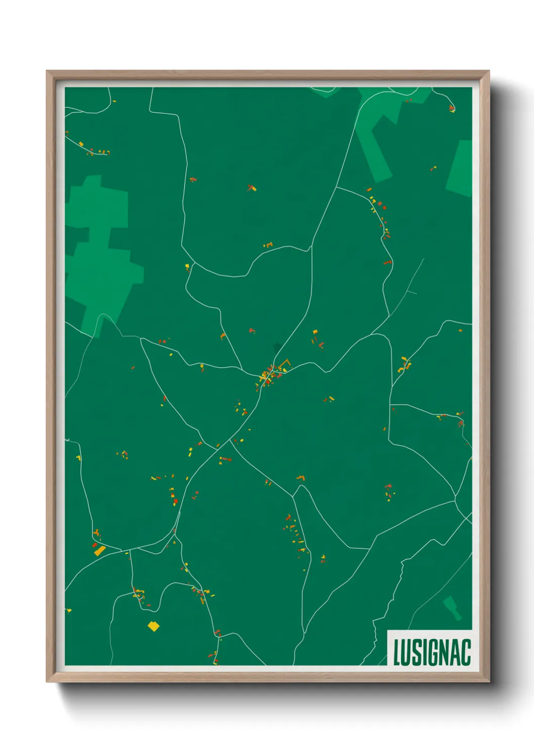 Une affiche de carte sur Lusignac