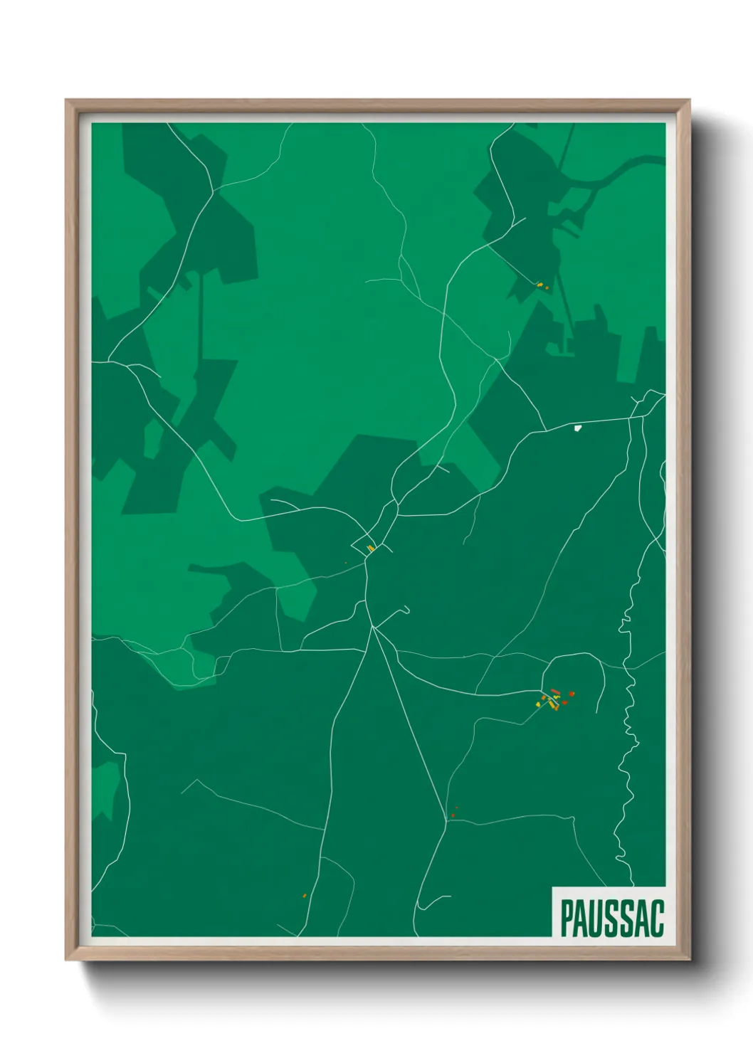 Une affiche de carte sur Paussac