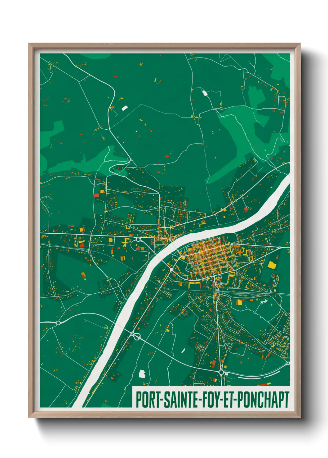 Une affiche de carte sur Port-Sainte-Foy-et-Ponchapt