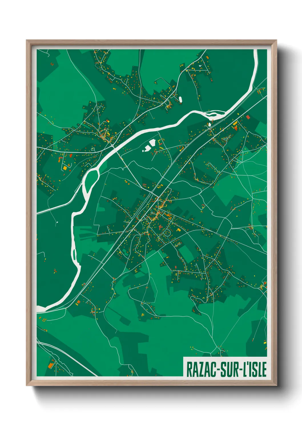 Une affiche de carte sur Razac-sur-l'Isle