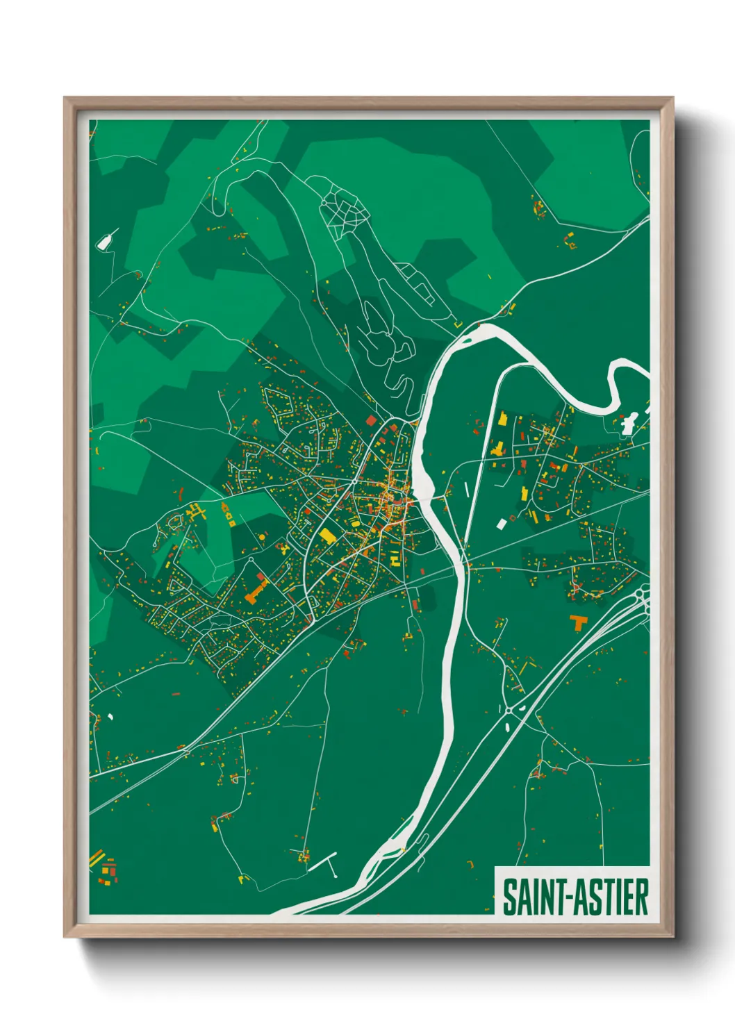 Une affiche de carte sur Saint-Astier
