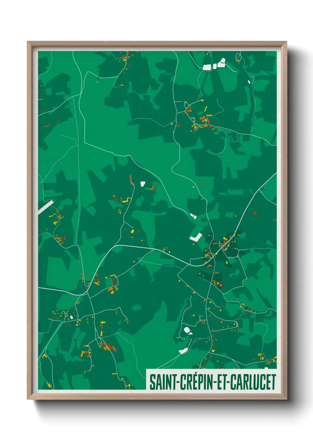 Une affiche de carte sur Saint-Crépin-et-Carlucet