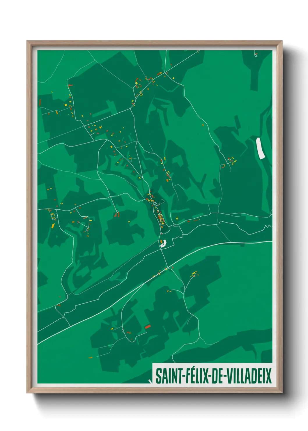 Une affiche de carte sur Saint-Félix-de-Villadeix