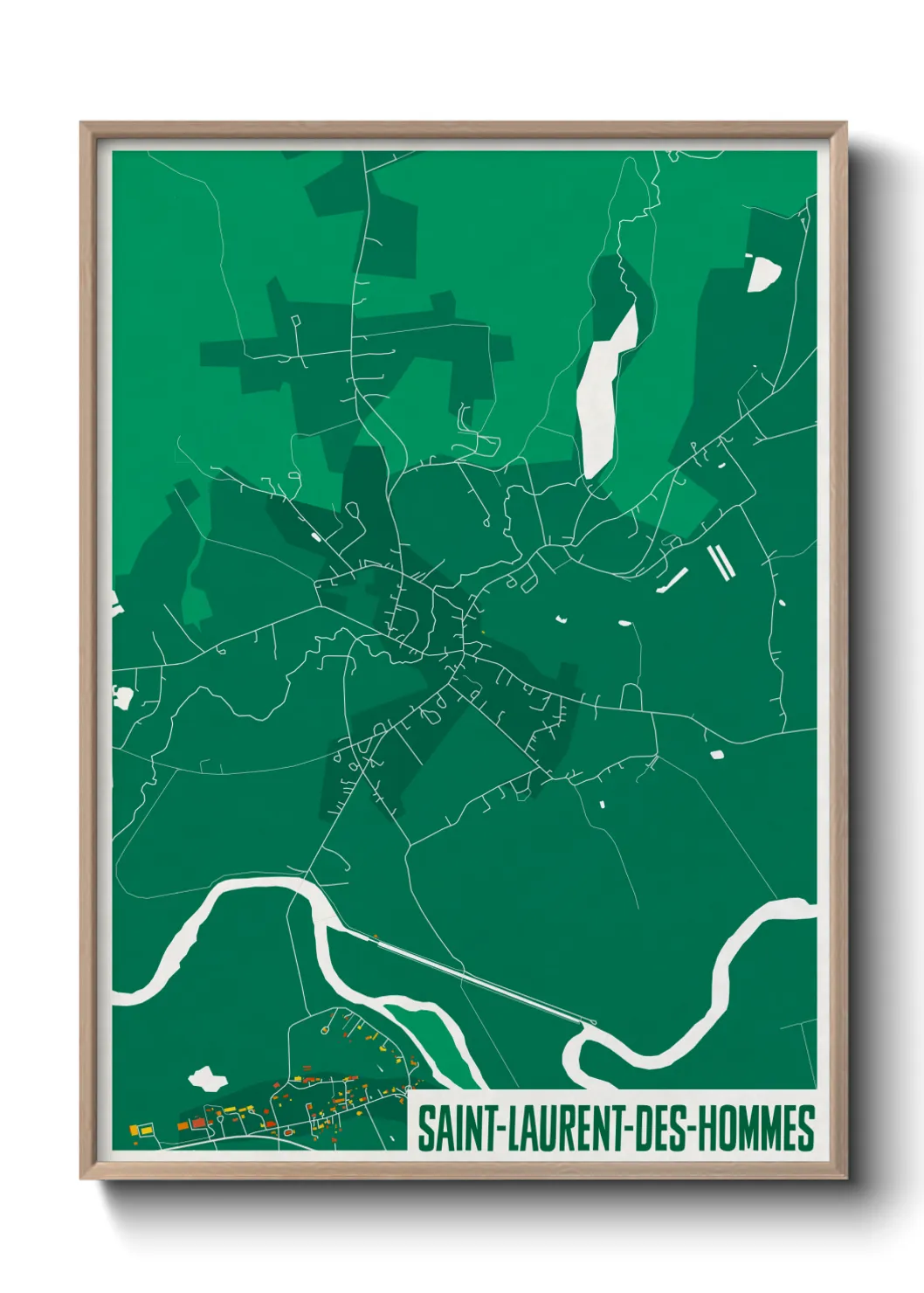Une affiche de carte sur Saint-Laurent-des-Hommes