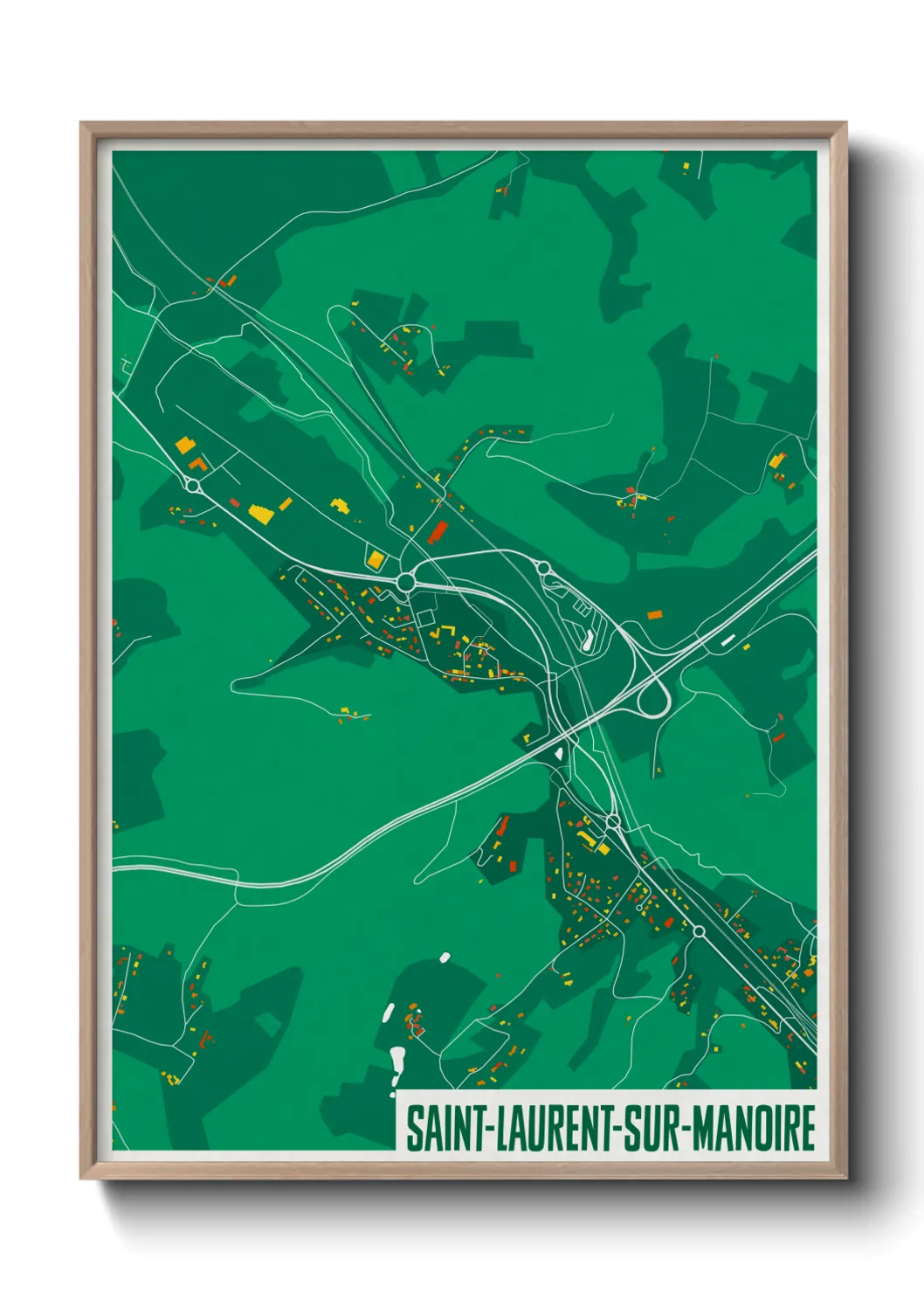 Une affiche de carte sur Saint-Laurent-sur-Manoire