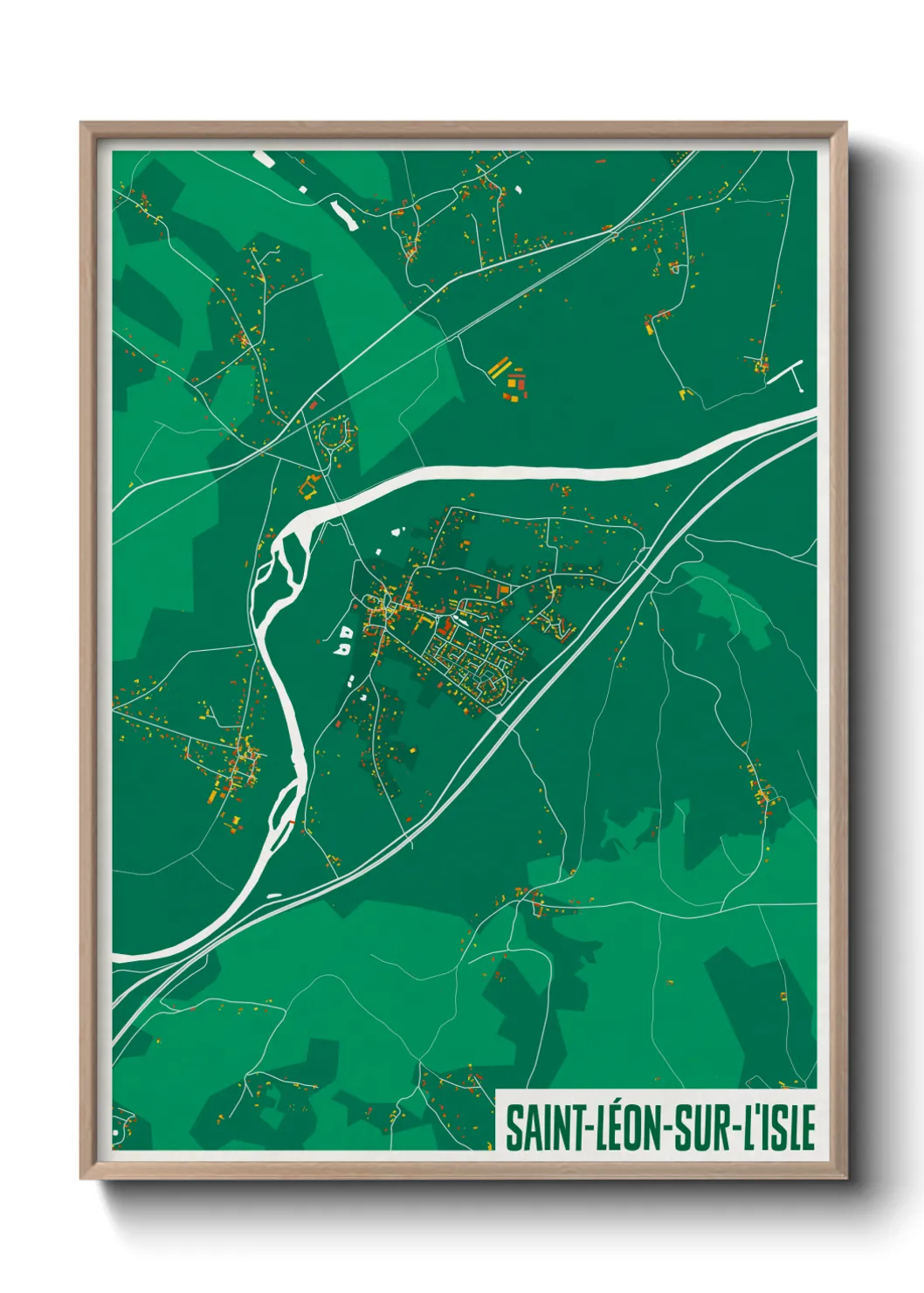 Une affiche de carte sur Saint-Léon-sur-l'Isle