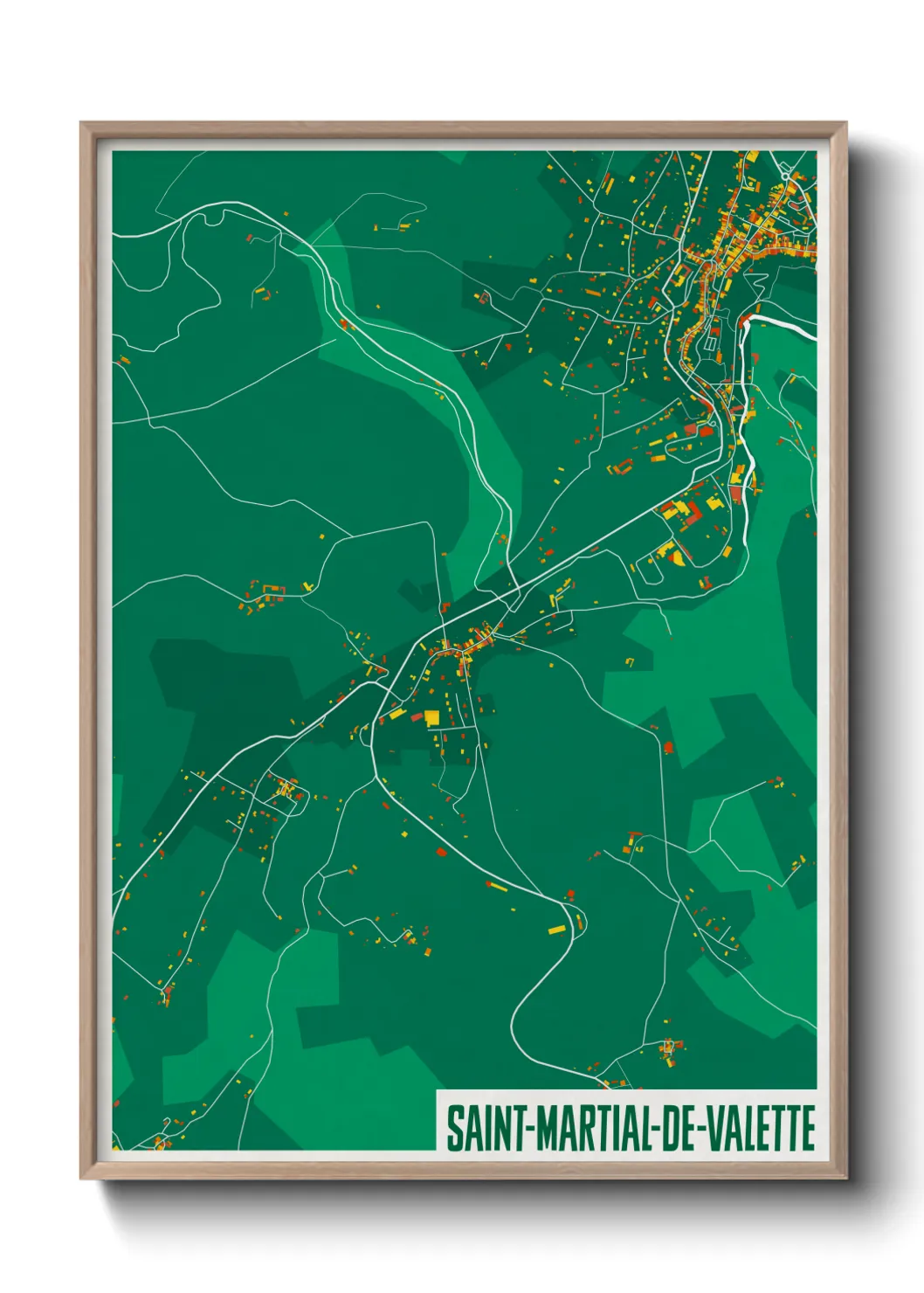 Une affiche de carte sur Saint-Martial-de-Valette