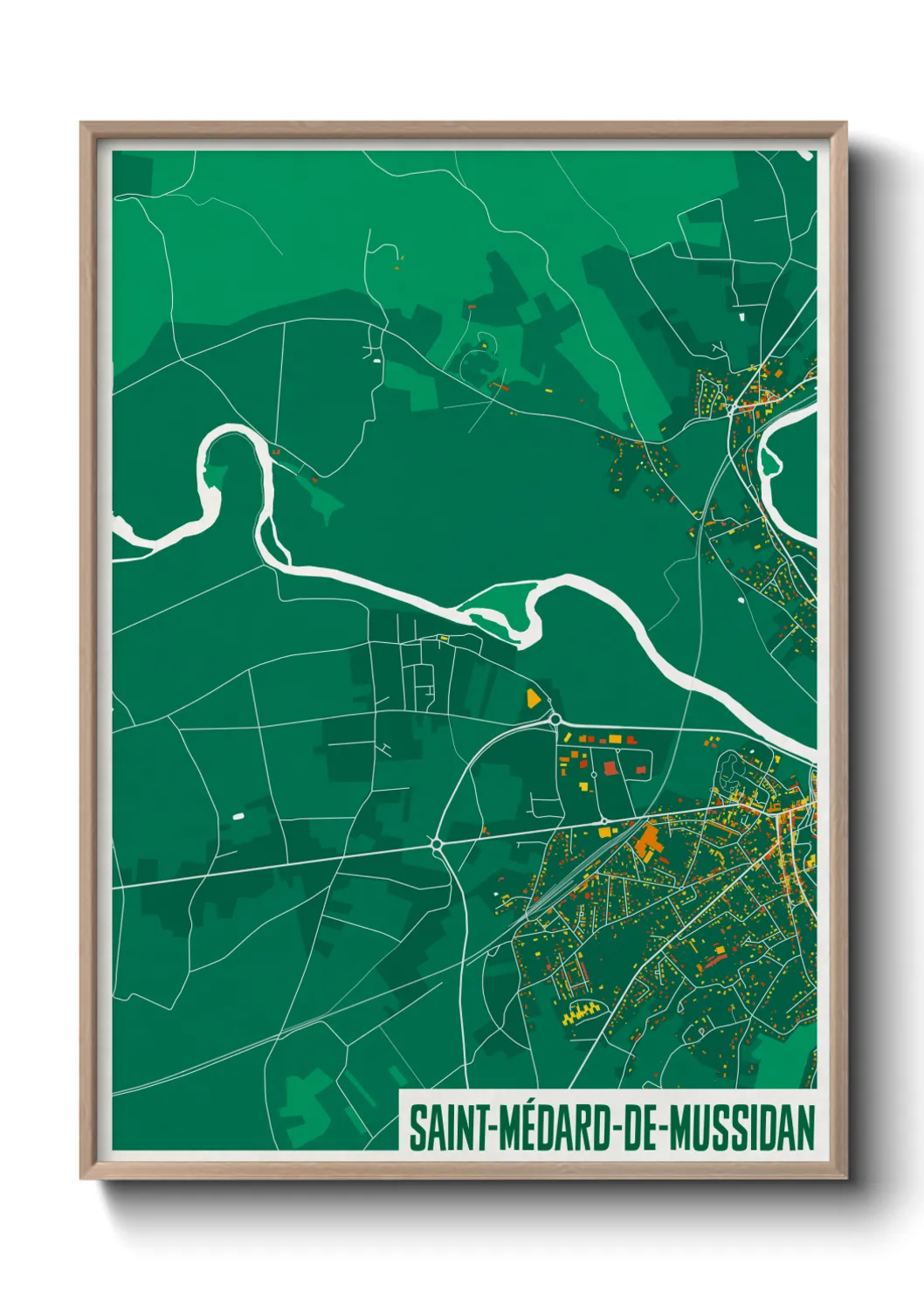 Une affiche de carte sur Saint-Médard-de-Mussidan