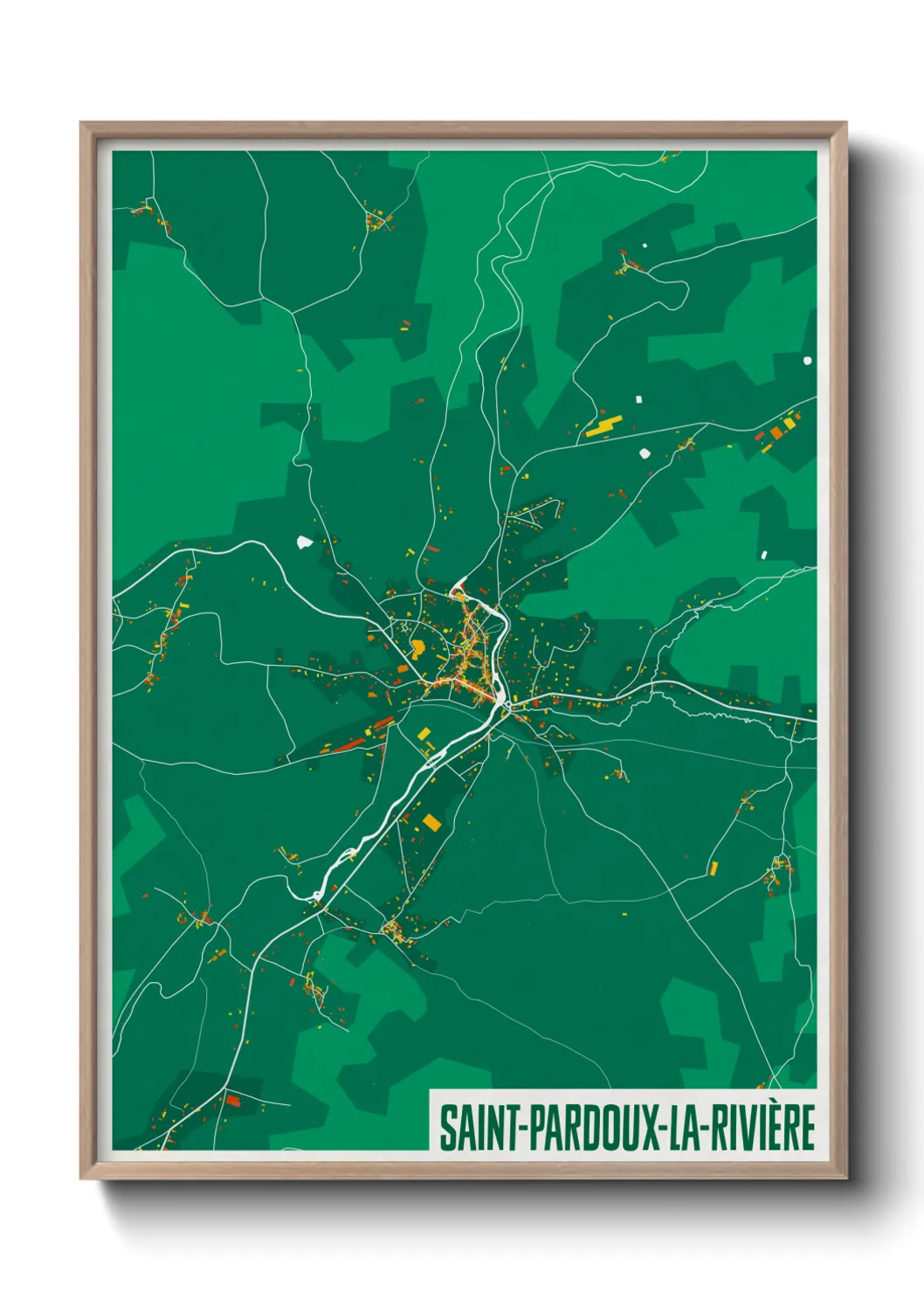Une affiche de carte sur Saint-Pardoux-la-Rivière