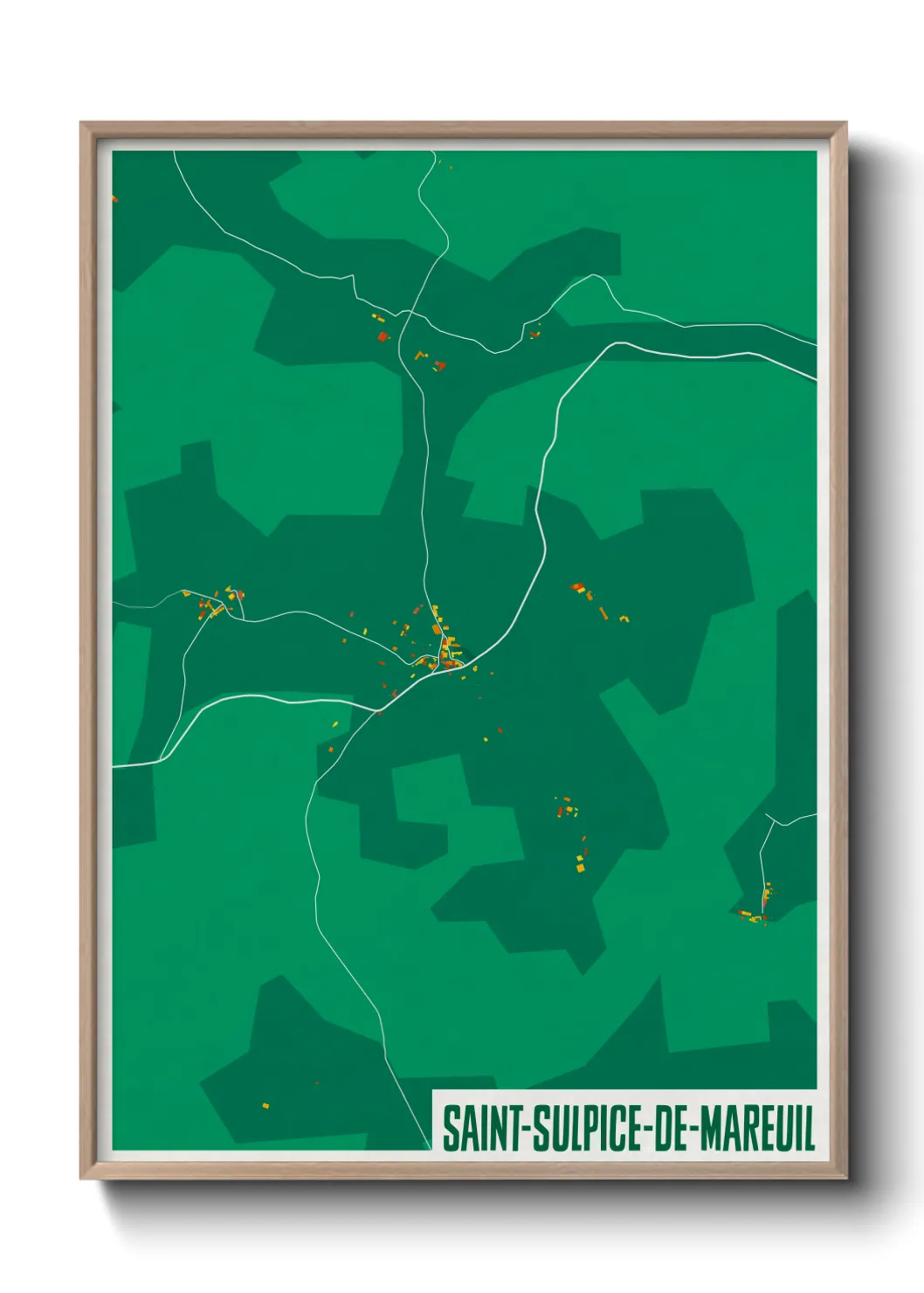 Une affiche de carte sur Saint-Sulpice-de-Mareuil