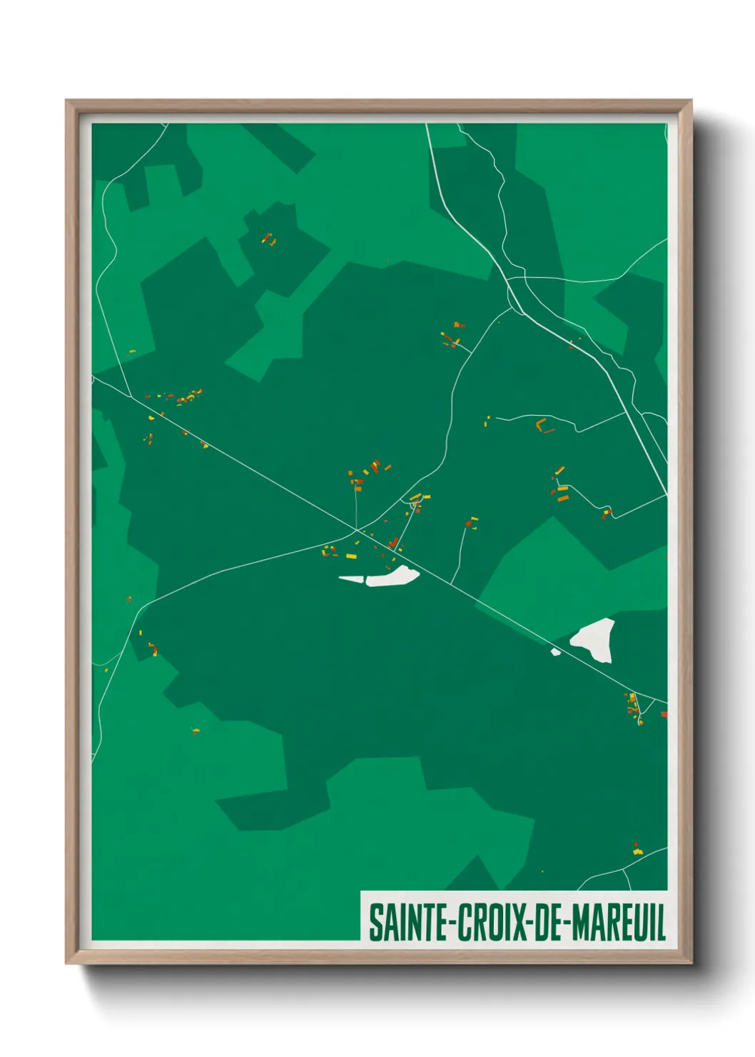 Une affiche de carte sur Sainte-Croix-de-Mareuil