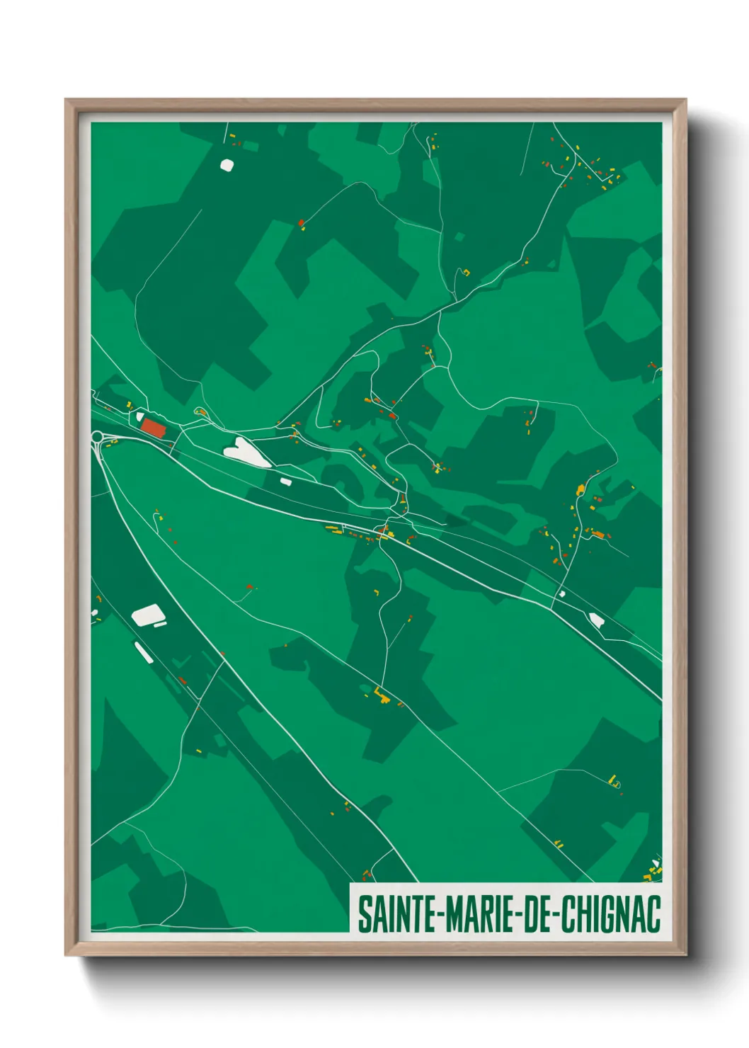 Une affiche de carte sur Sainte-Marie-de-Chignac