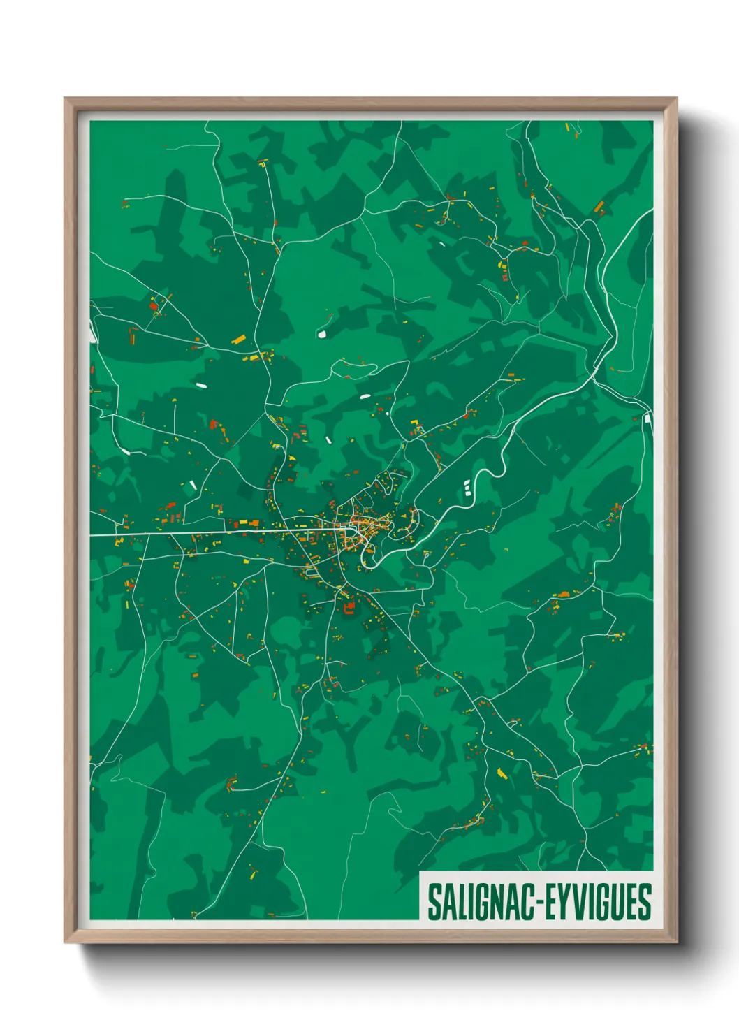 Une affiche de carte sur Salignac-Eyvigues
