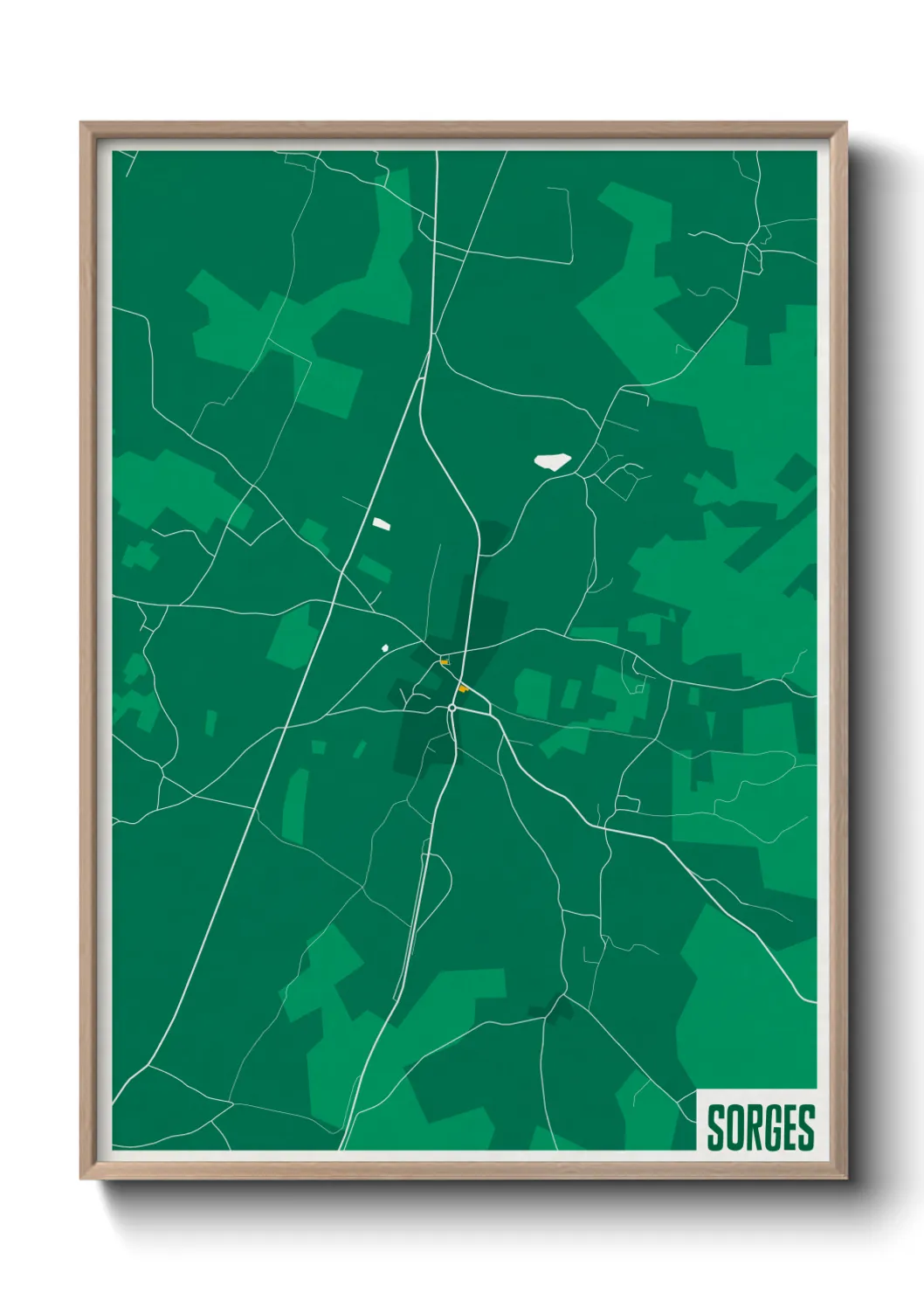 Une affiche de carte sur Sorges