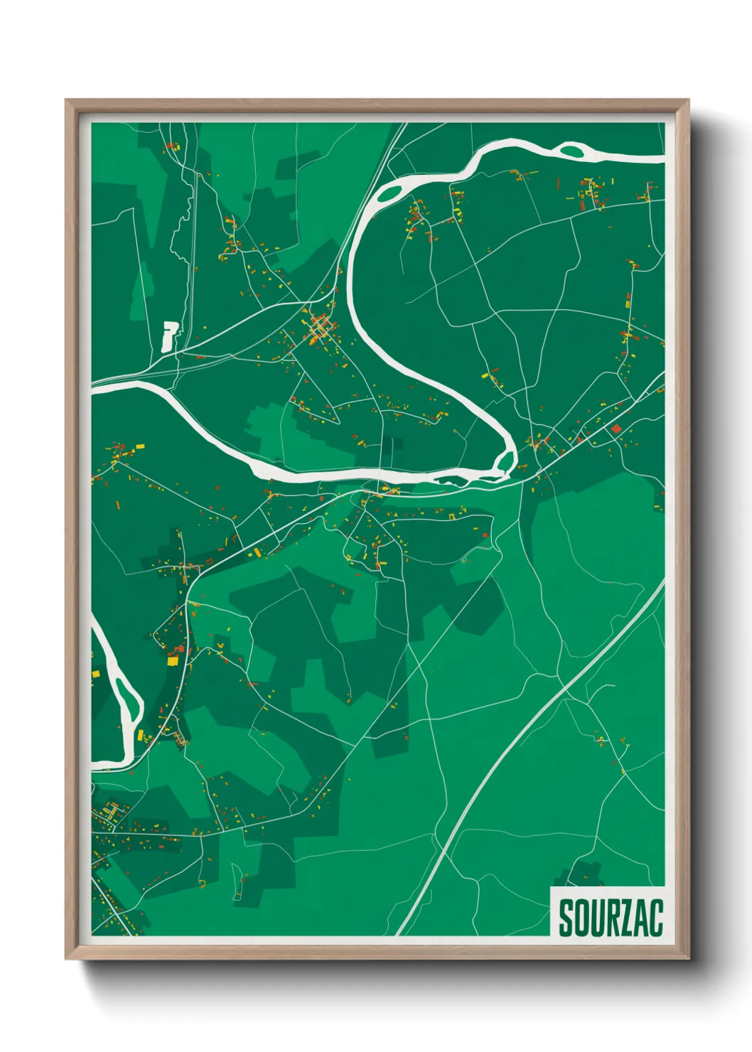 Une affiche de carte sur Sourzac