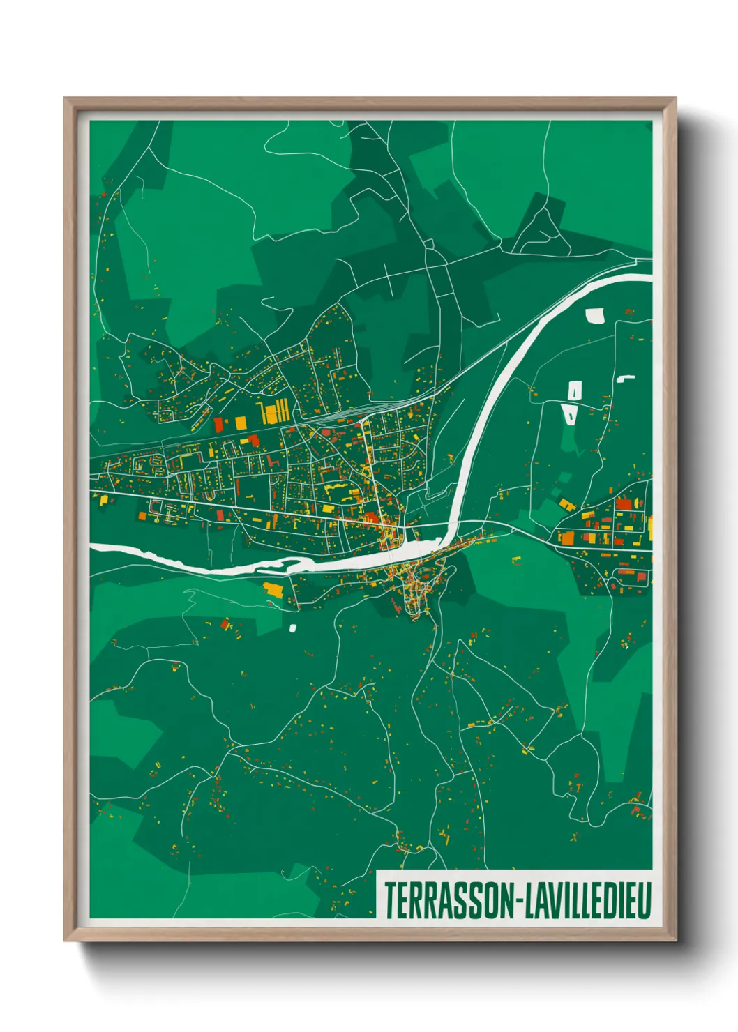 Une affiche de carte sur Terrasson-Lavilledieu