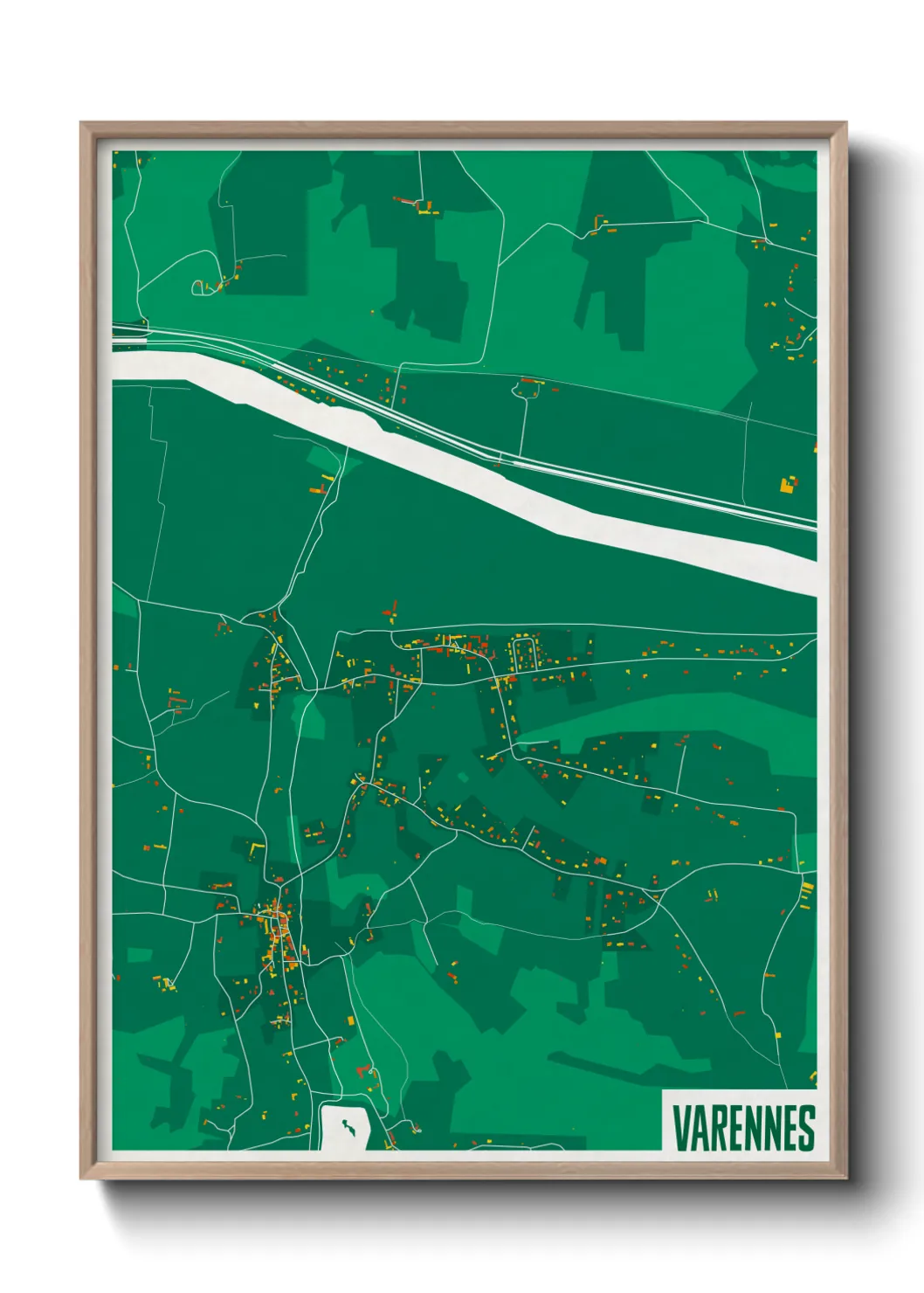 Une affiche de carte sur Varennes