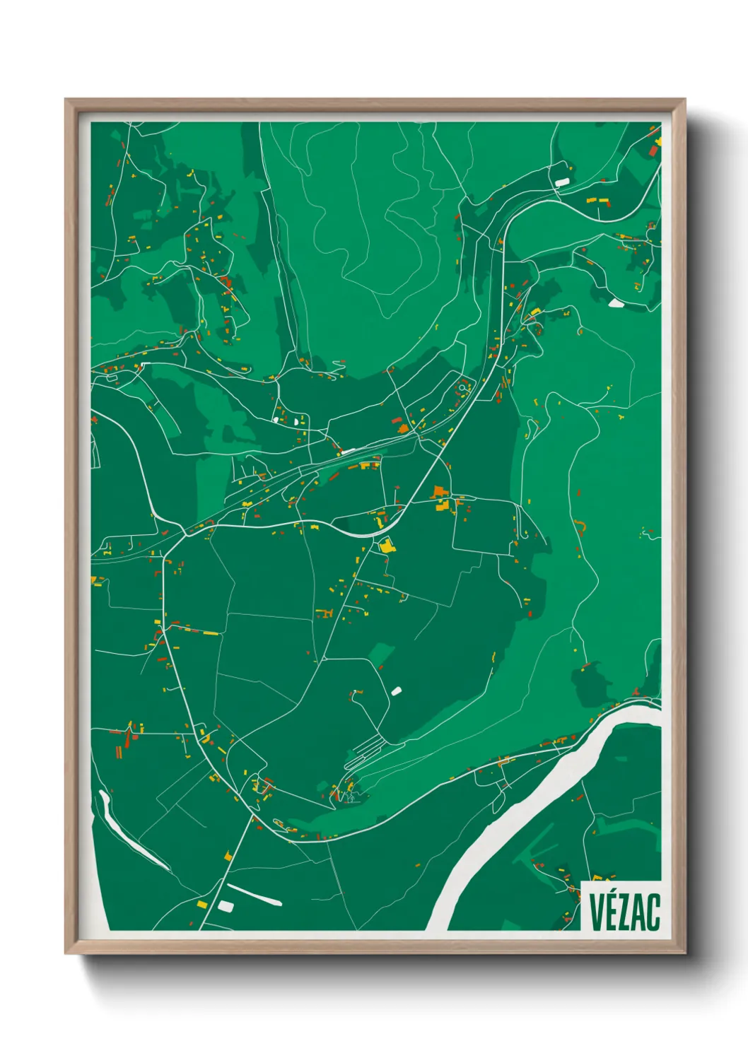 Une affiche de carte sur Vézac