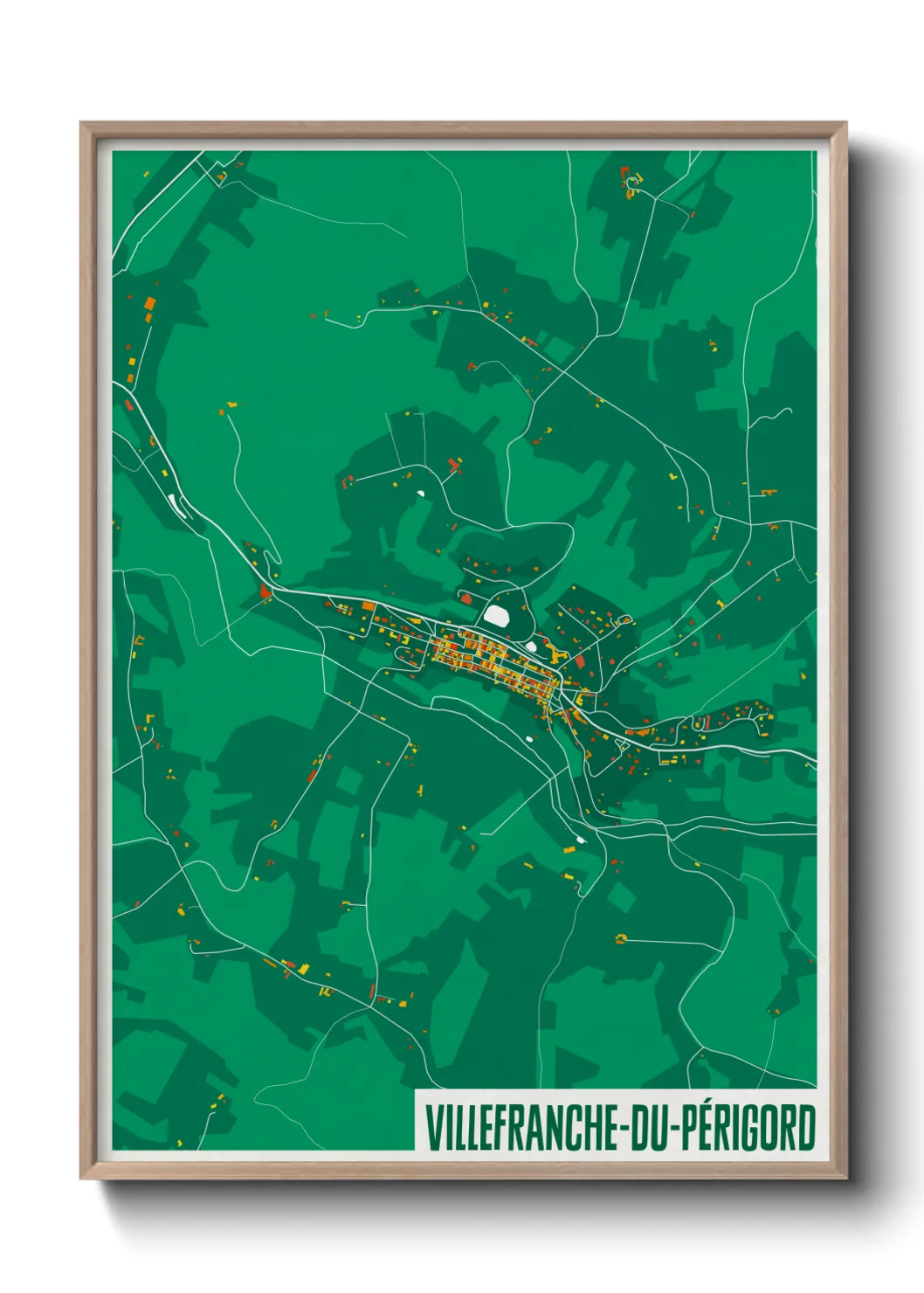 Une affiche de carte sur Villefranche-du-Périgord