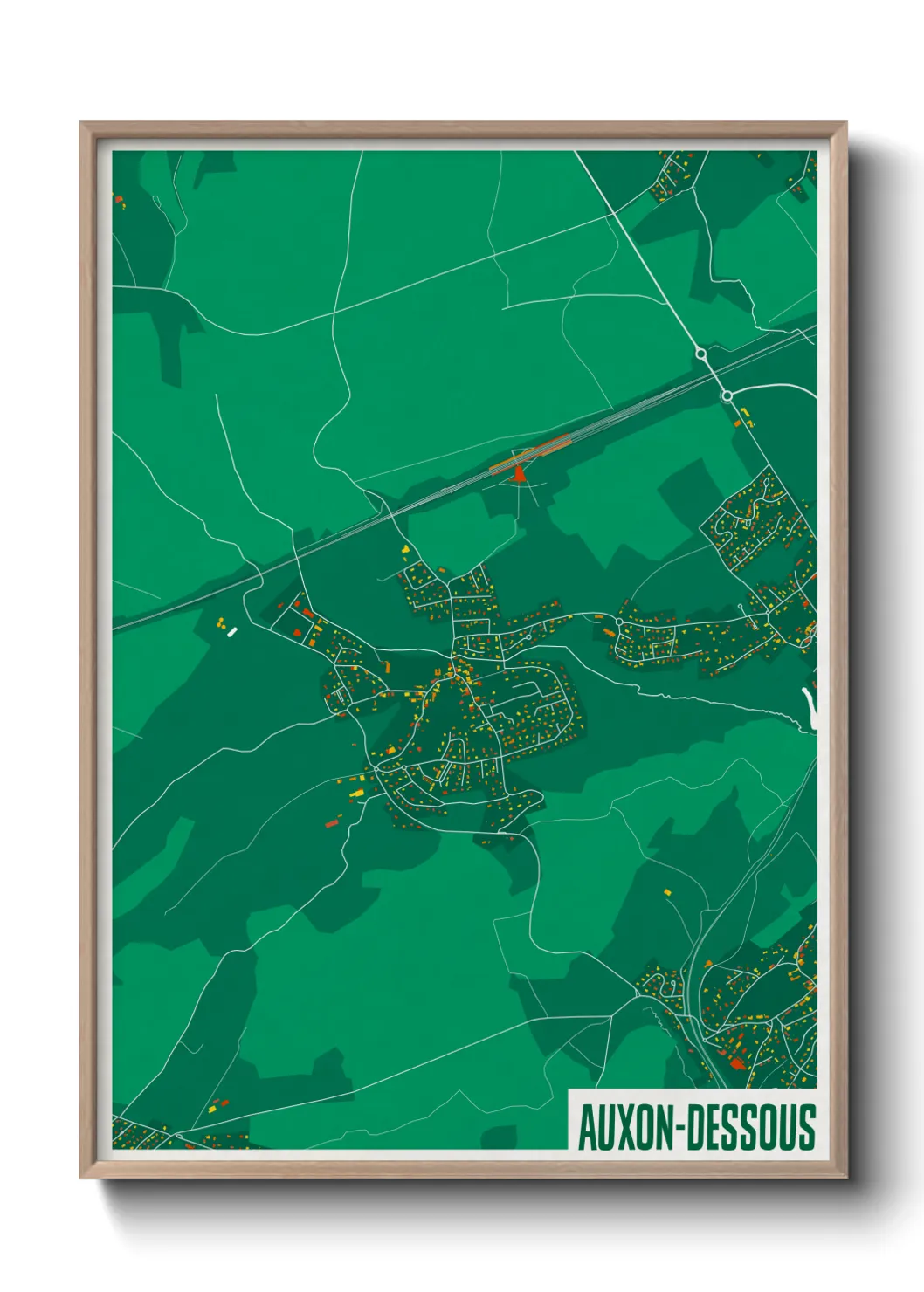 Une affiche de carte sur Auxon-Dessous