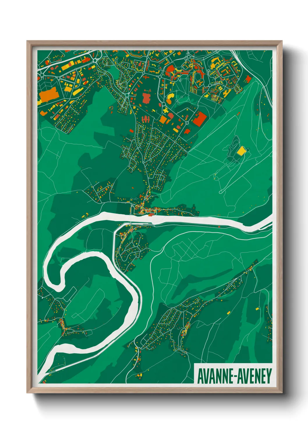 Une affiche de carte sur Avanne-Aveney