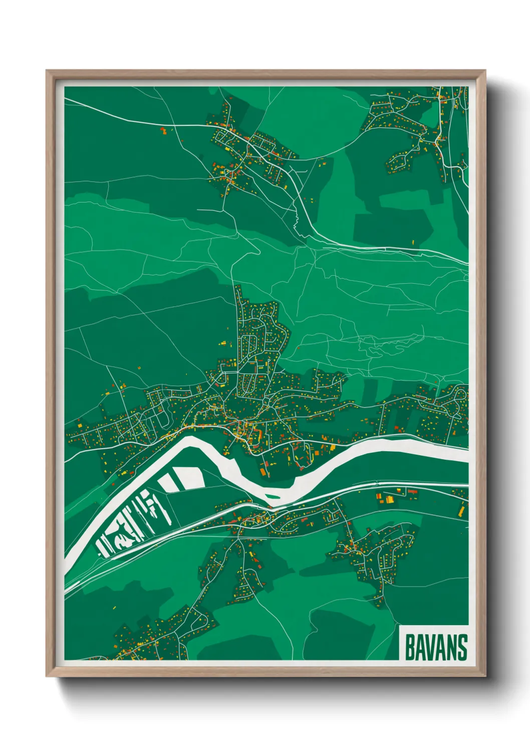 Une affiche de carte sur Bavans