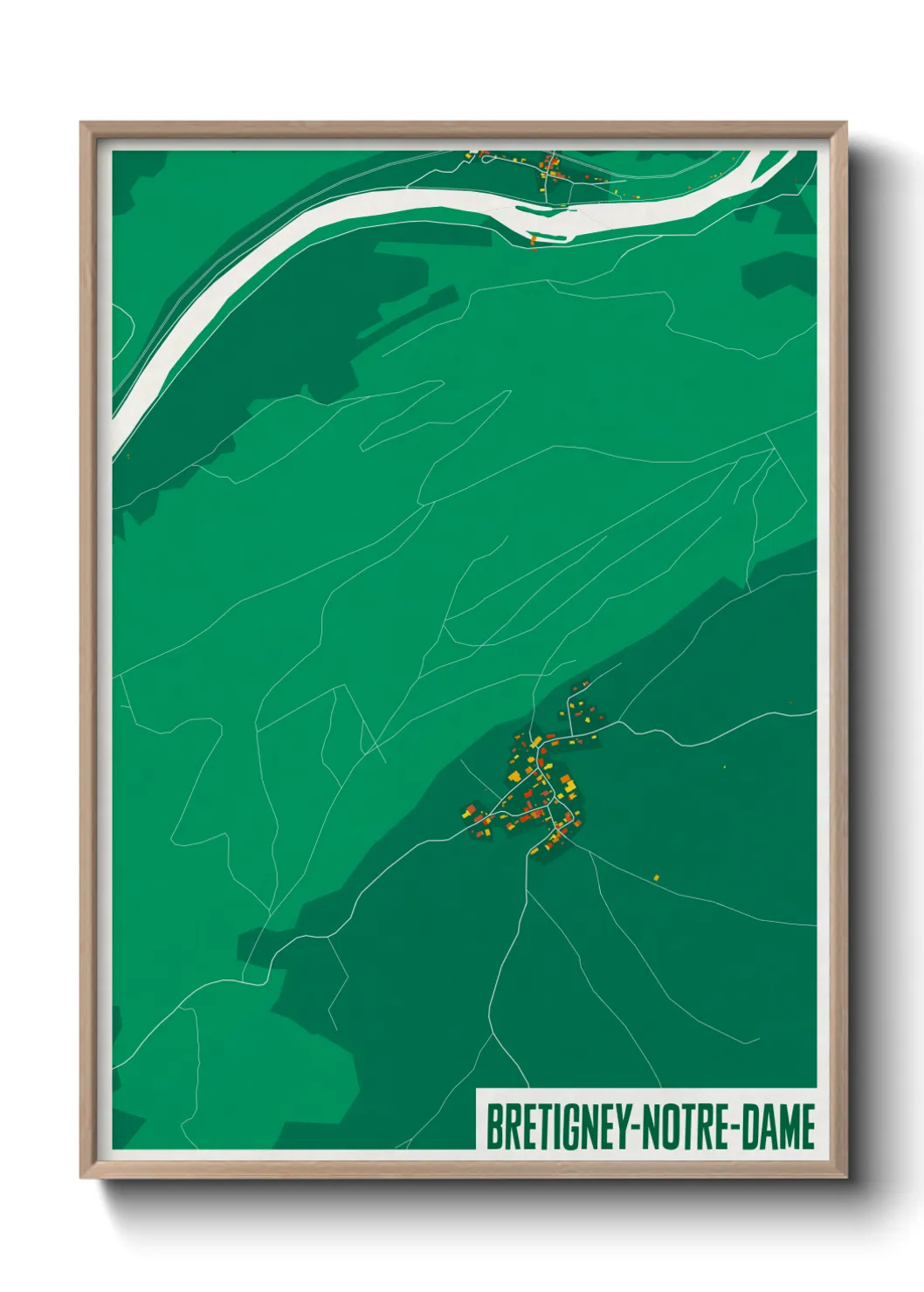 Une affiche de carte sur Bretigney-Notre-Dame