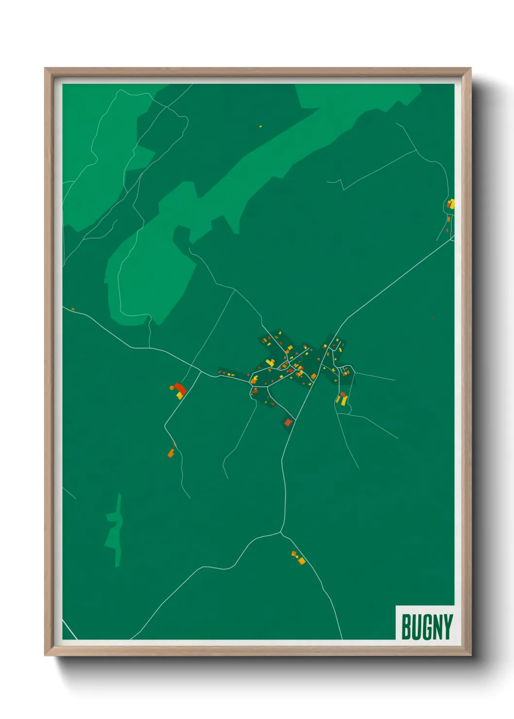 Une affiche de carte sur Bugny