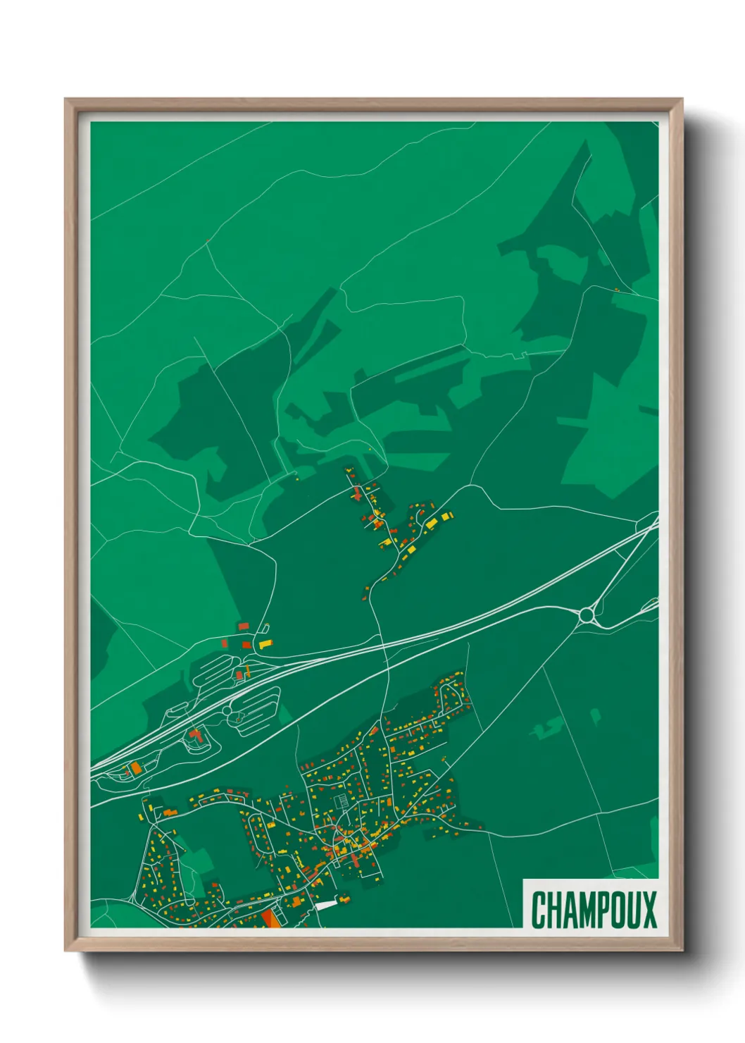Une affiche de carte sur Champoux