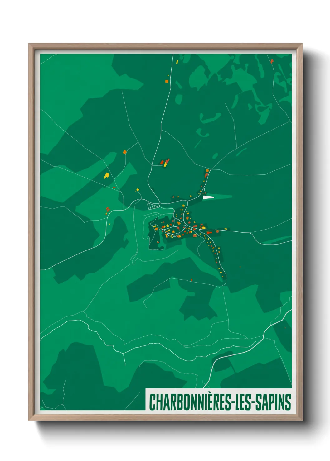 Une affiche de carte sur Charbonnières-les-Sapins