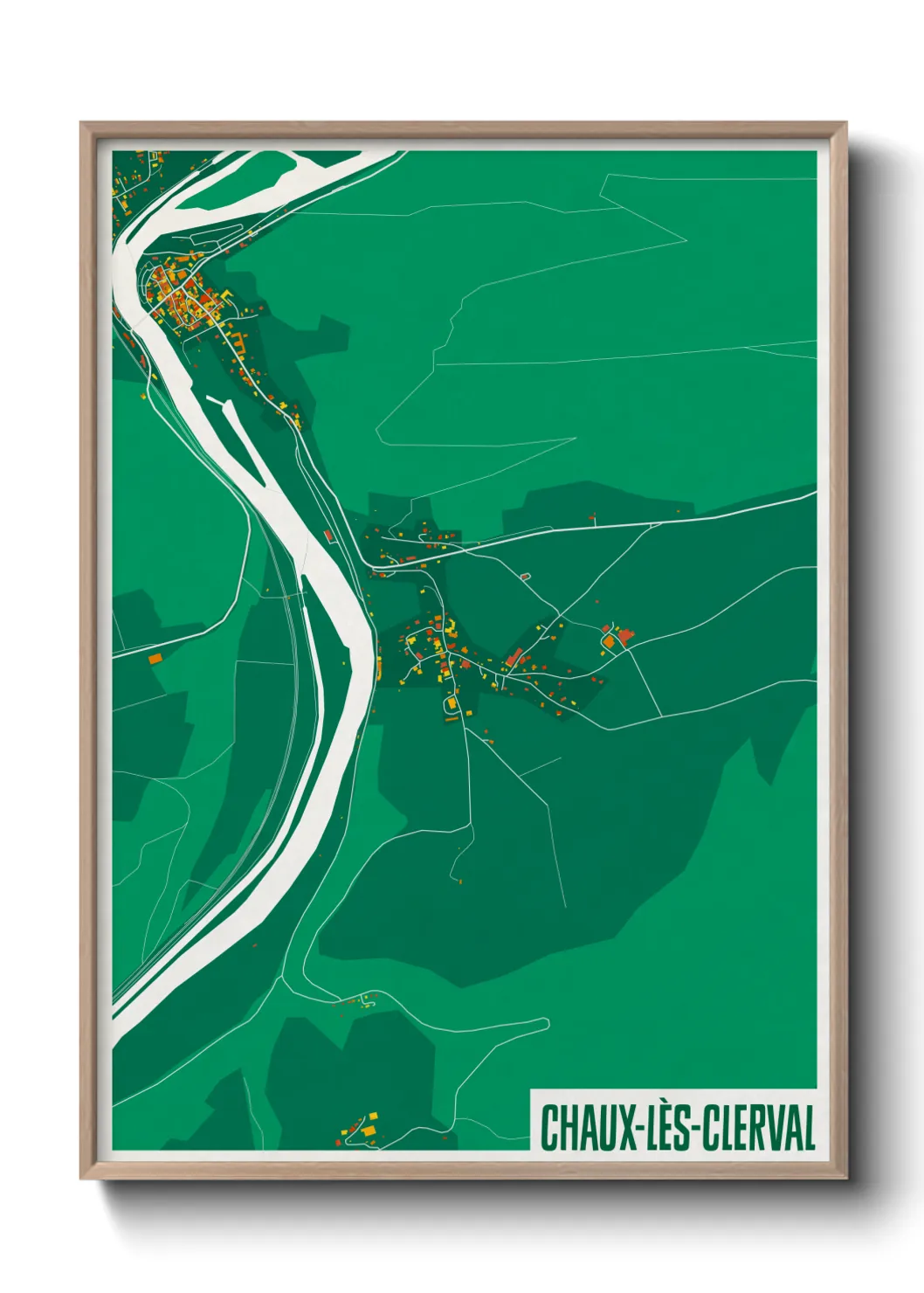 Une affiche de carte sur Chaux-lès-Clerval