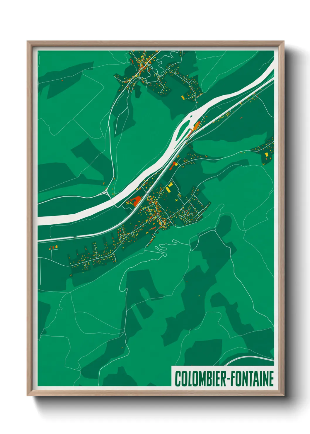 Une affiche de carte sur Colombier-Fontaine